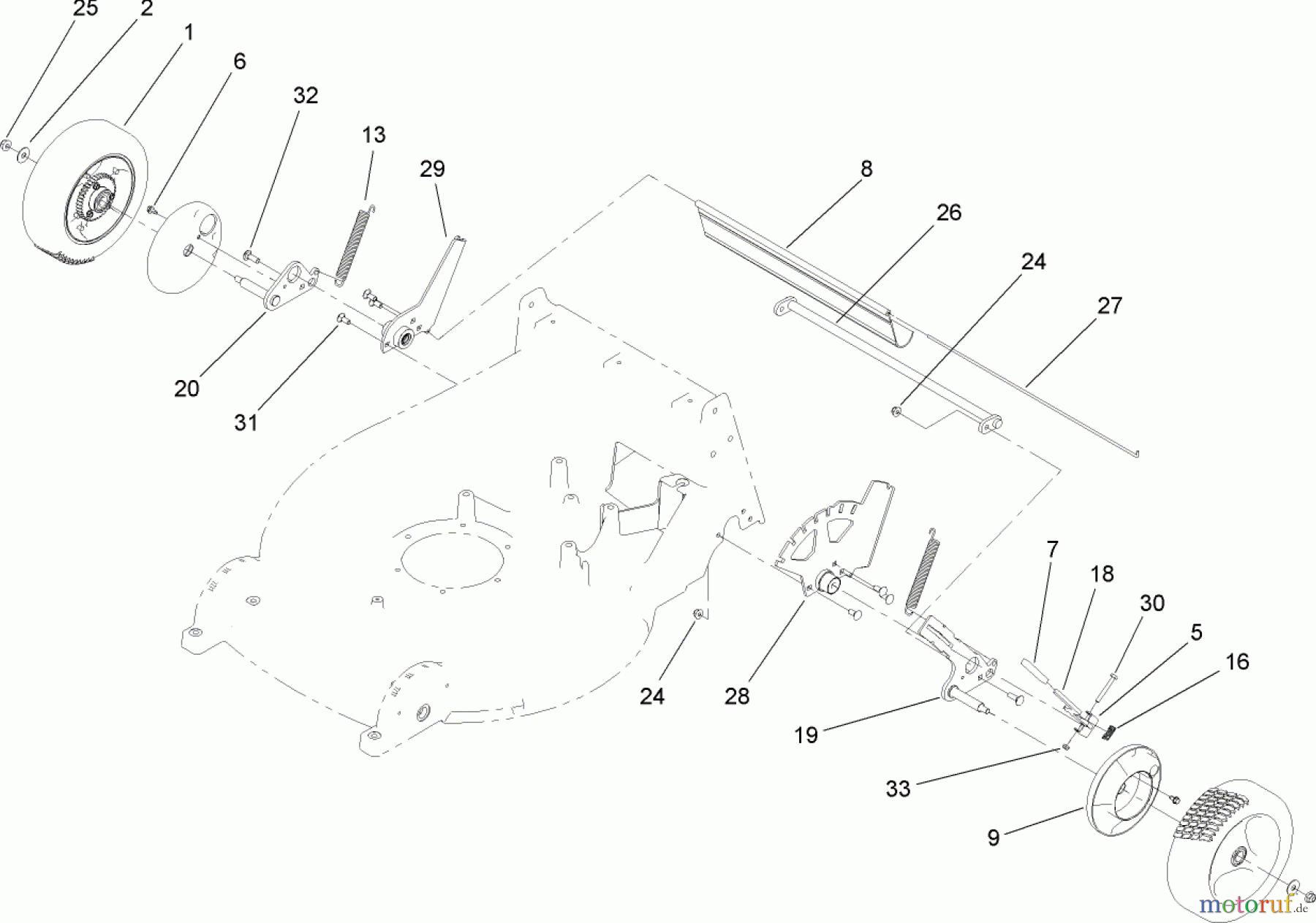  Rasenmäher 22200TE - Toro 66cm Heavy-Duty Rear Bagger Lawn Mower (SN: 270001001 - 270999999) (2007) REAR WHEEL ASSEMBLY