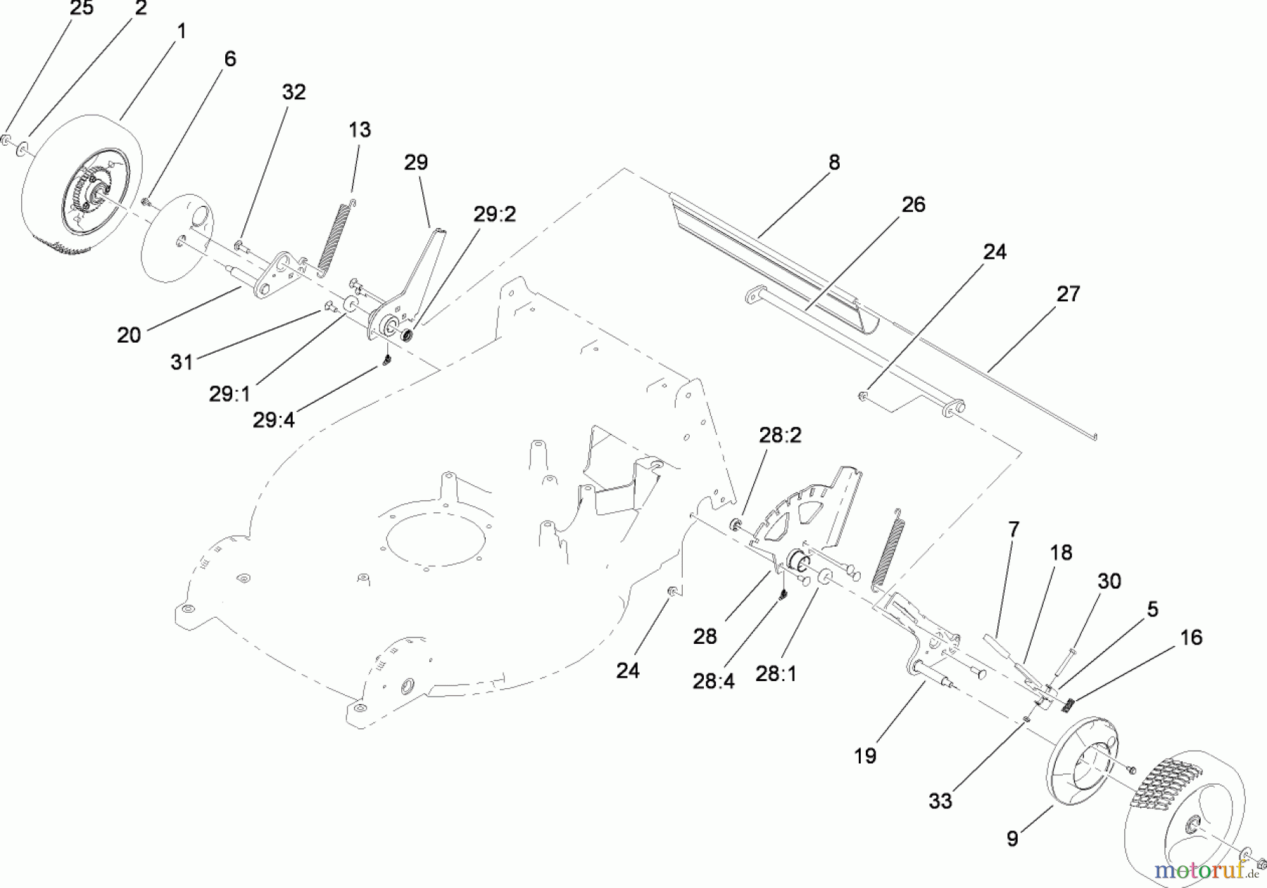  Rasenmäher 22200TE - Toro 66cm Heavy-Duty Rear Bagger Lawn Mower (SN: 280000001 - 280999999) (2008) REAR WHEEL ASSEMBLY