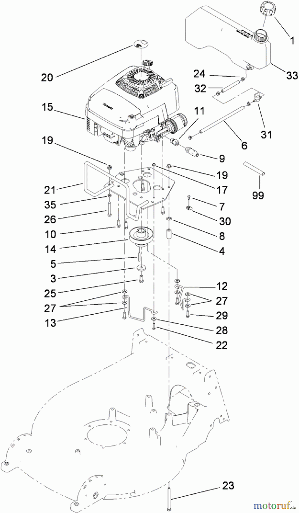  Rasenmäher 22200TE - Toro 66cm Heavy-Duty Rear Bagger Lawn Mower (SN: 310000001 - 310999999) (2010) ENGINE ASSEMBLY