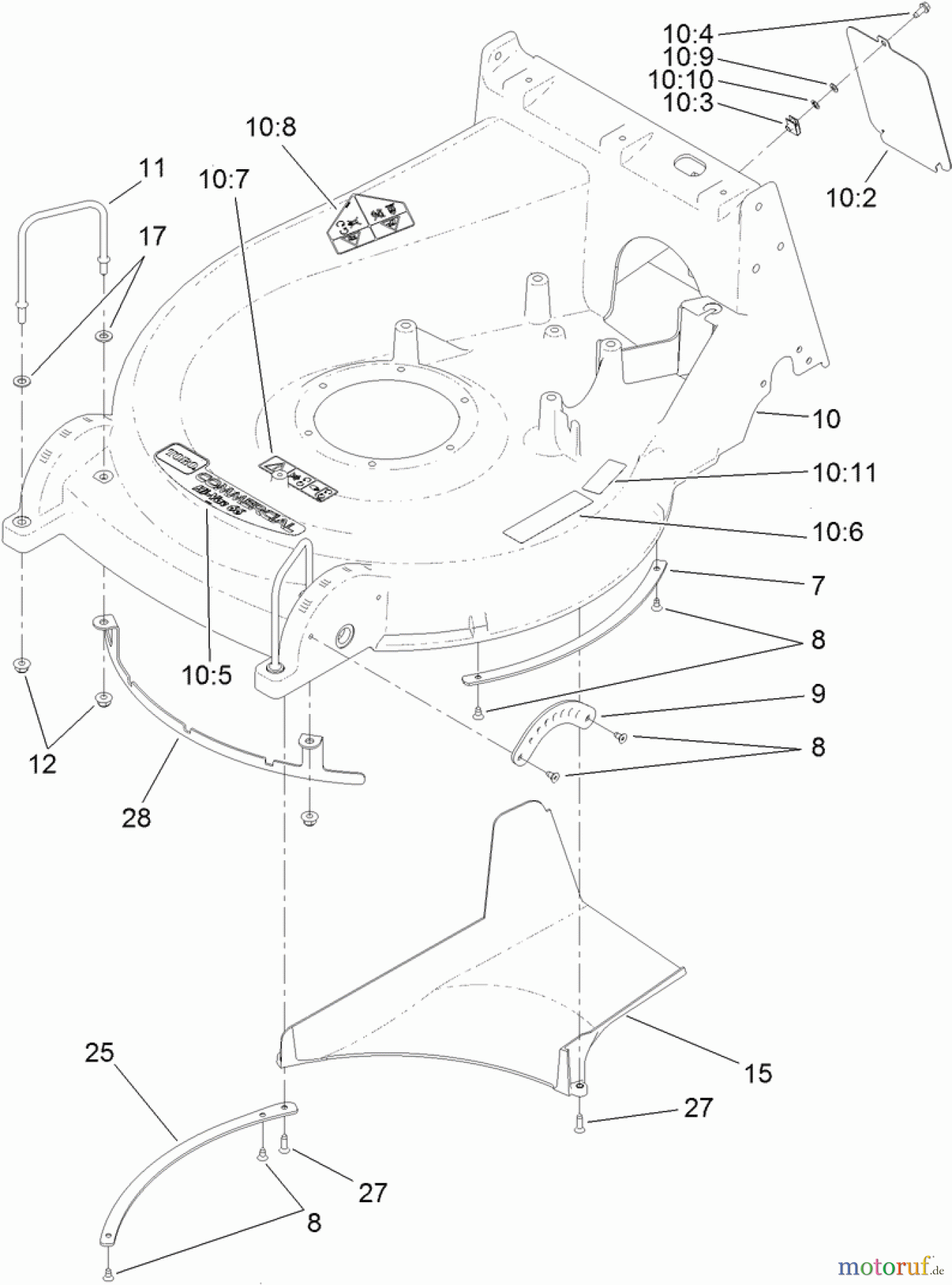  Rasenmäher 22203TE - Toro 66cm Heavy-Duty Rear Bagger Lawn Mower (SN: 313000001 - 313999999) (2013) DECK AND CHUTE ASSEMBLY