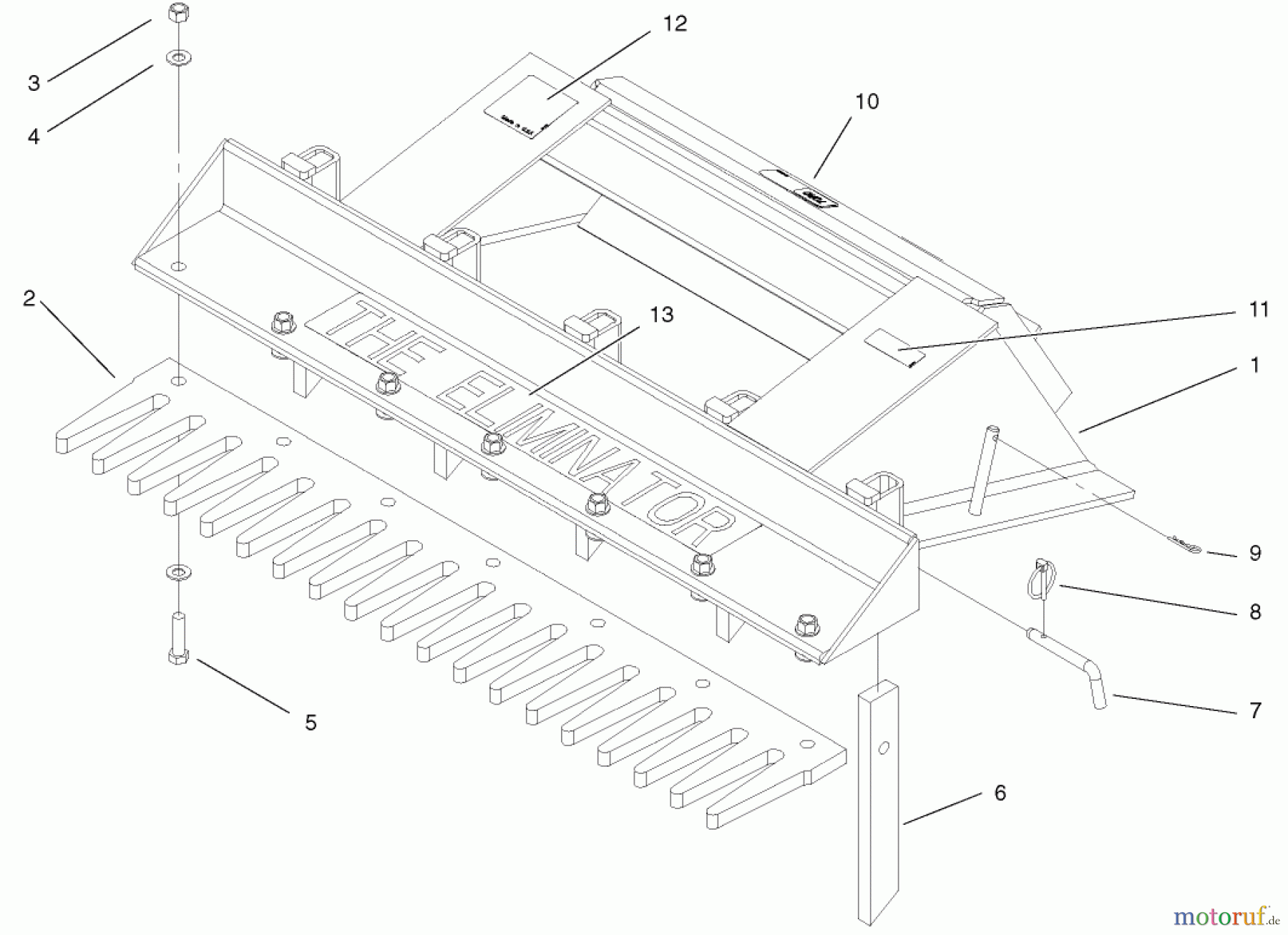  Compact Utility Attachments 22443 - Toro The Eliminator Scarifier/Groomer, Dingo Compact Utility Loader (SN: 200000201 - 200999999) (2000) ELIMINATOR ASSEMBLY