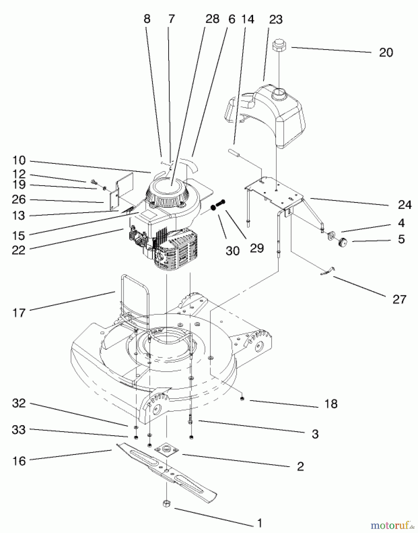  Rasenmäher 22260 - Toro Side Discharge Mower (SN: 210000001 - 210999999) (2001) ENGINE AND BLADE ASSEMBLY