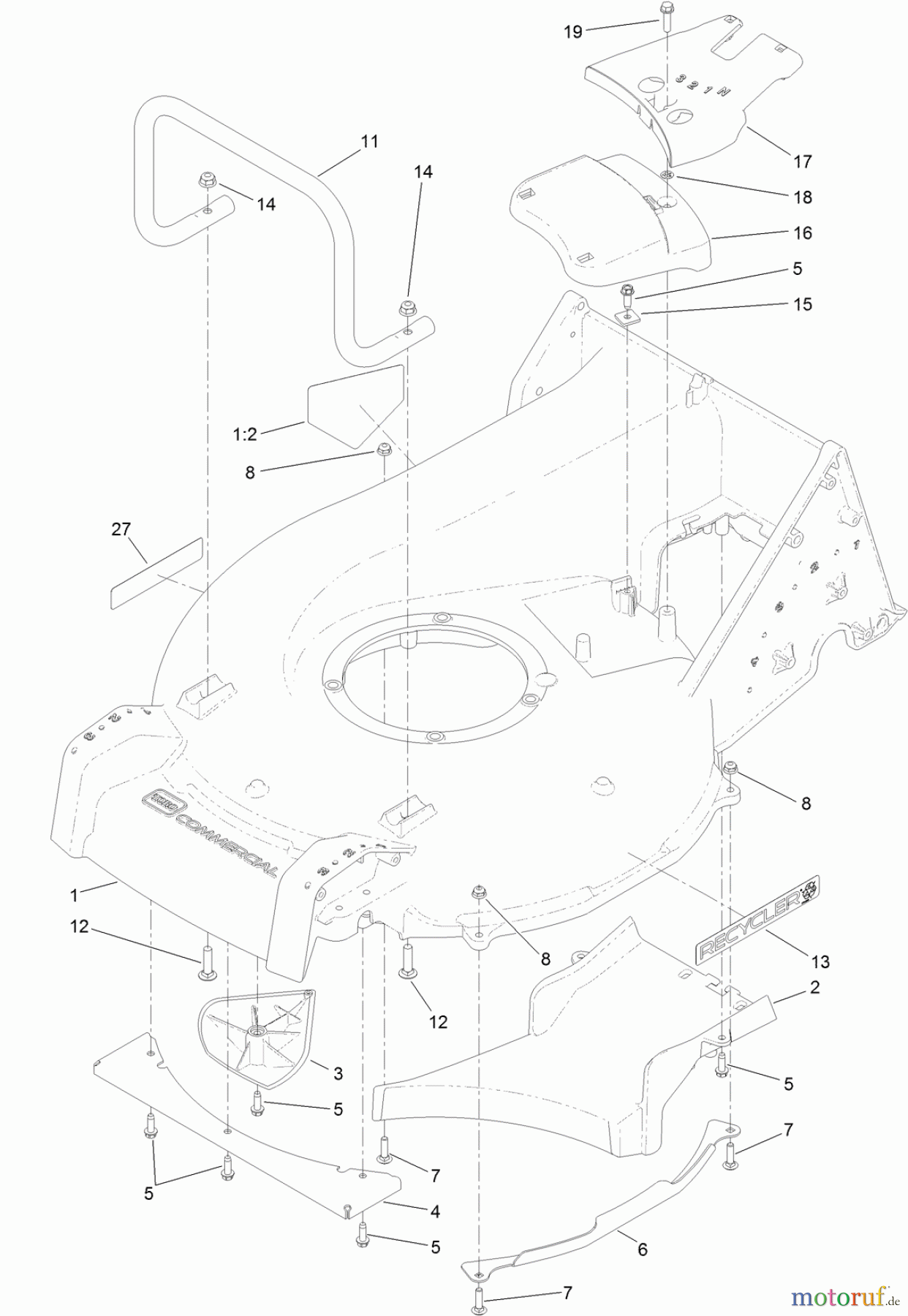  Rasenmäher 22293 - Toro 53cm Heavy-Duty Recycler Walk-Behind Mower (SN: 314000001 - 314999999) (2014) HOUSING ASSEMBLY