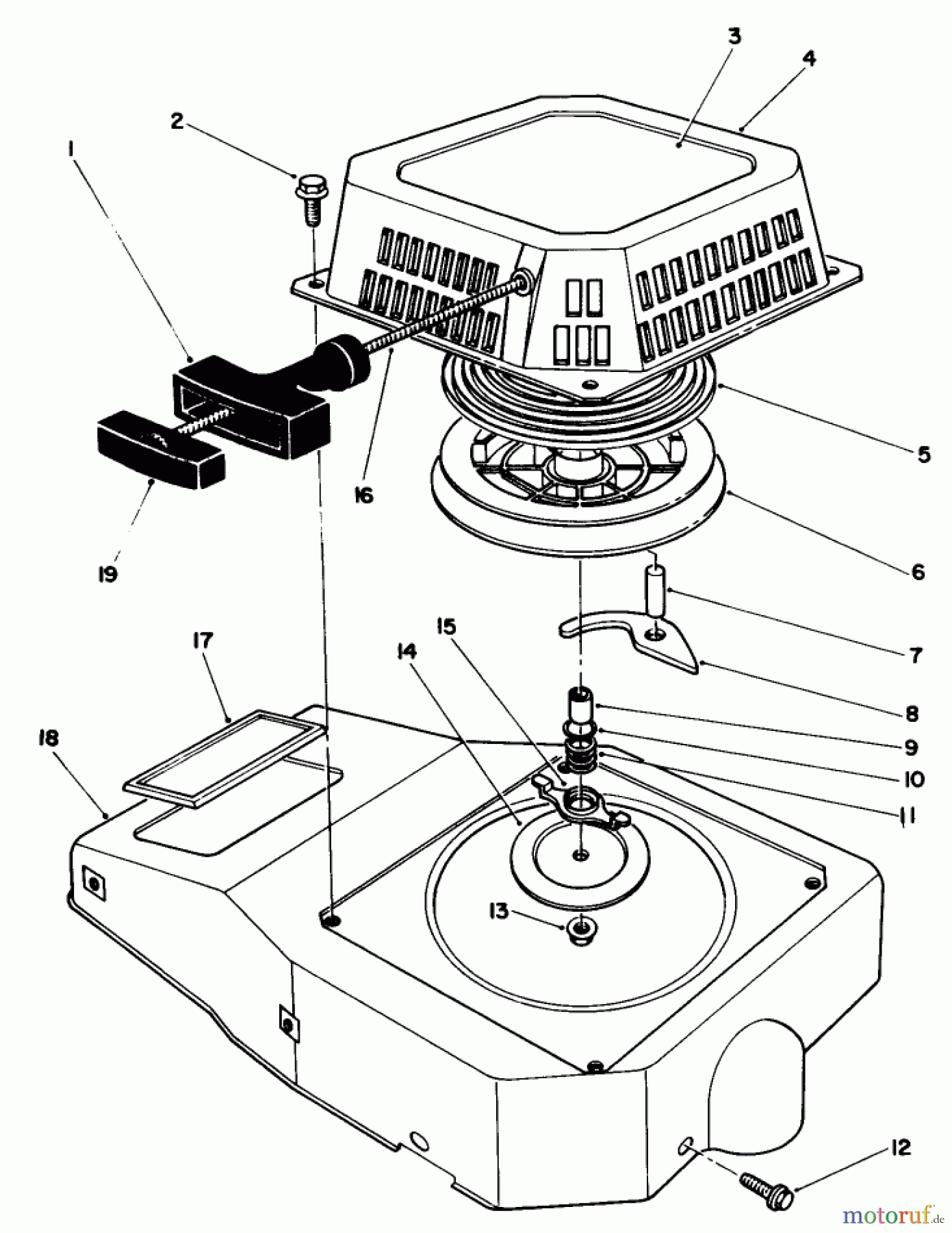  Rasenmäher 22510 - Toro Walk-Behind Mower (SN: 8000001 - 8999999) (1988) RECOIL ASSEMBLY MODEL NO. VMH7