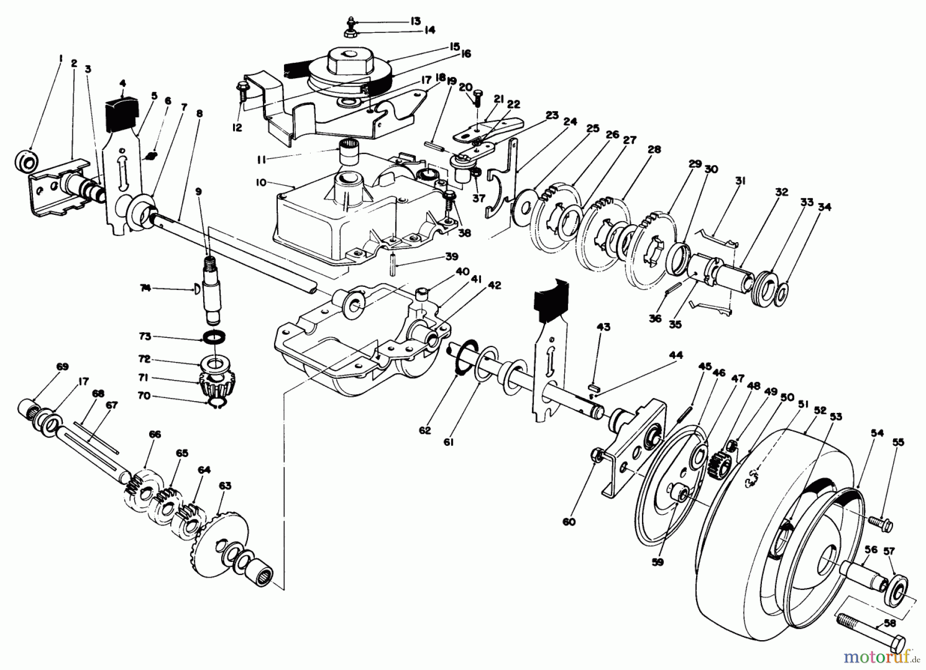  Rasenmäher 22621 - Toro Walk-Behind Mower (SN: 7000001 - 7999999) (1987) GEAR CASE ASSEMBLY (MODEL NO. 22621)