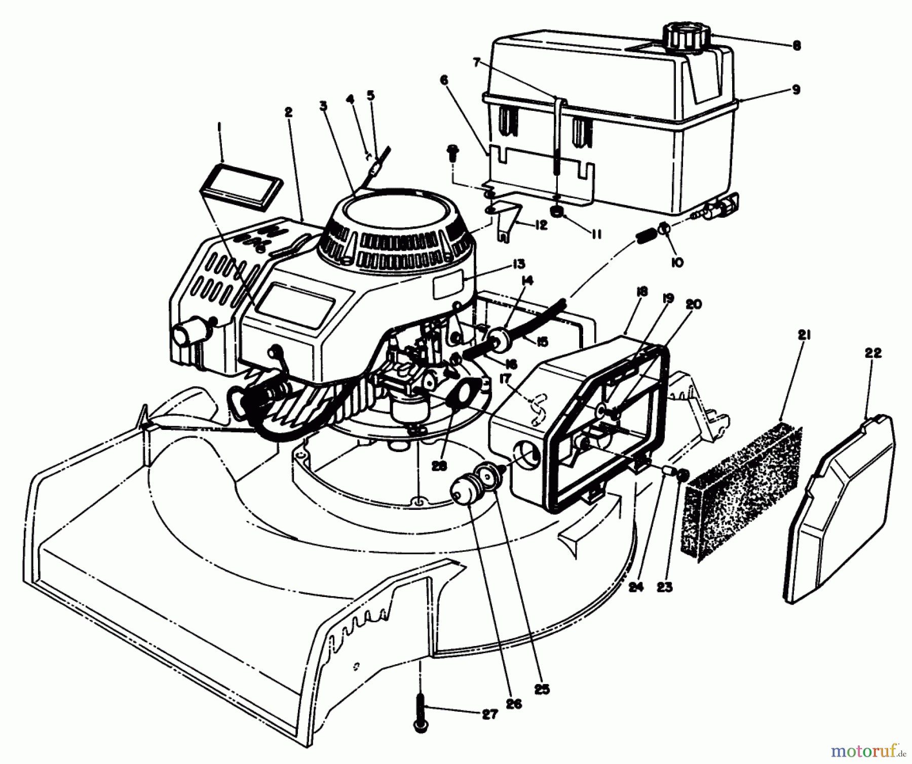  Rasenmäher 22580 - Toro Walk-Behind Mower (SN: 0000001 - 0999999) (1990) ENGINE ASSEMBLY