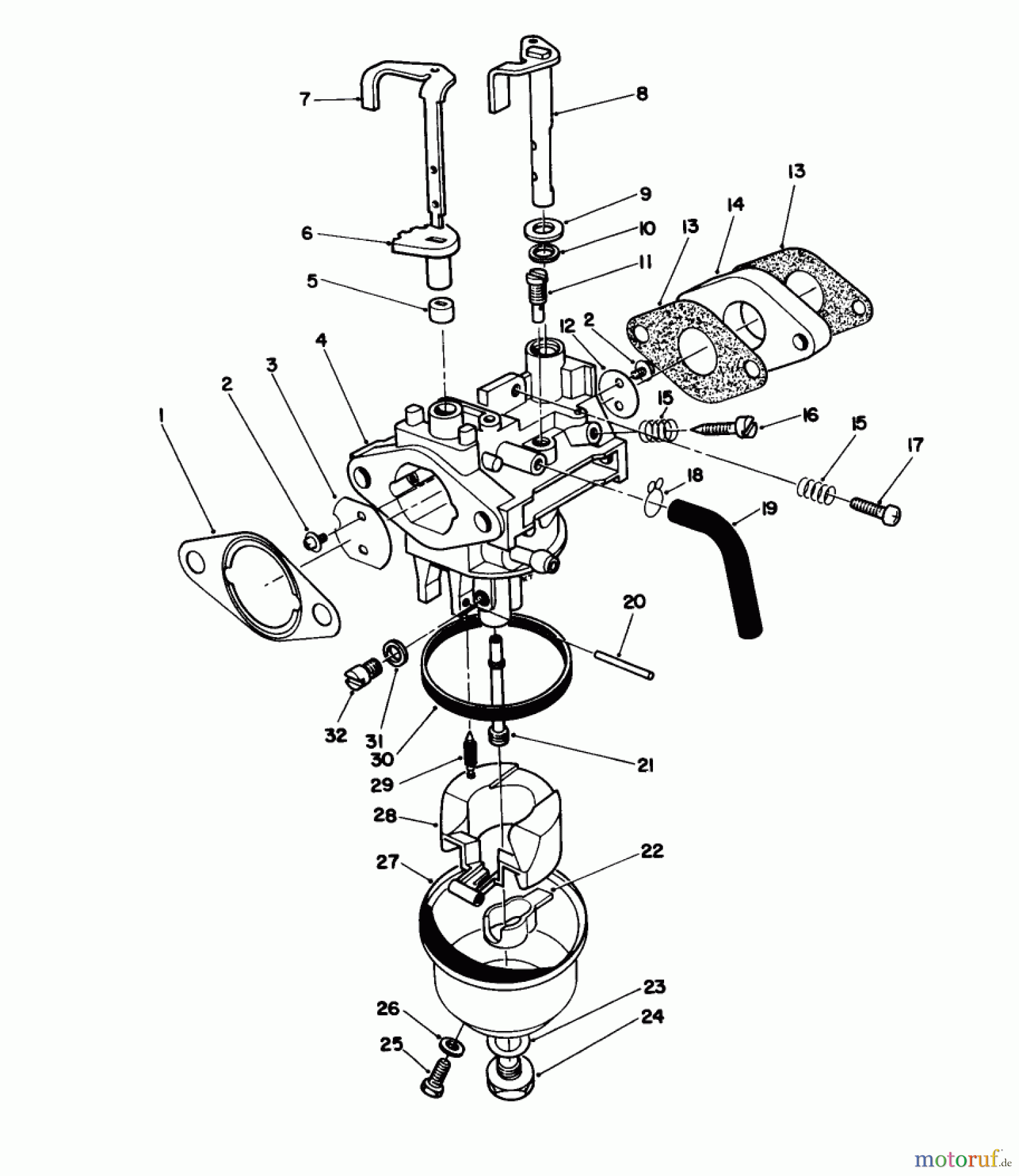  Rasenmäher 22621 - Toro Walk-Behind Mower (SN: 0000001 - 0999999) (1990) CARBURETOR ASSEMBLY (ENGINE MODEL NO. VMH7-4)