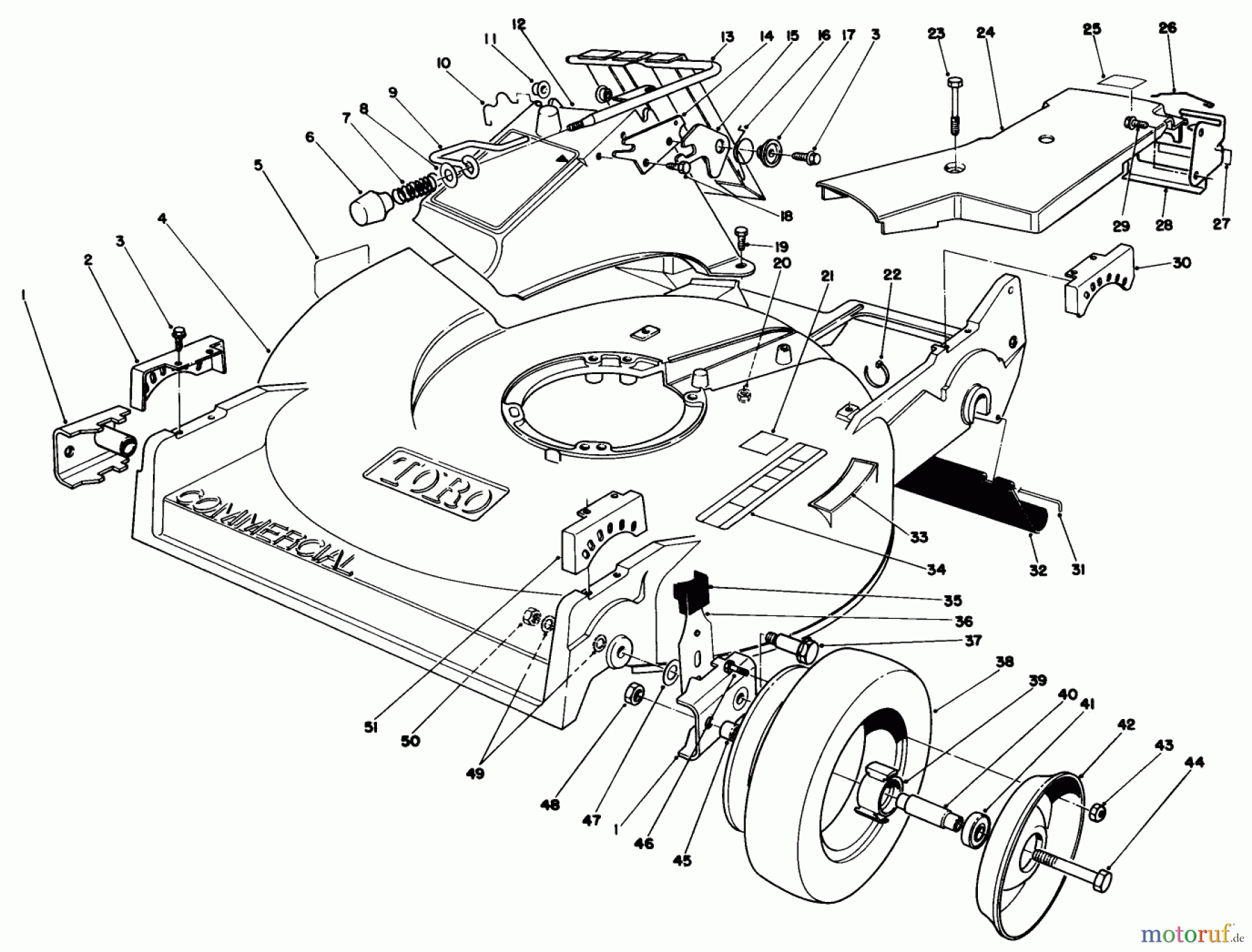  Rasenmäher 22621 - Toro Walk-Behind Mower (SN: 0000001 - 0999999) (1990) HOUSING ASSEMBLY (MODEL 22621)