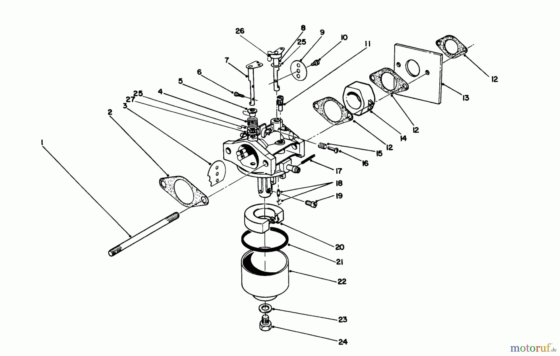  Rasenmäher 22700B - Toro Walk-Behind Mower (SN: 39000001 - 39999999) (1993) CARBURETOR ASSEMBLY (MODEL NO. 47PN2-3)