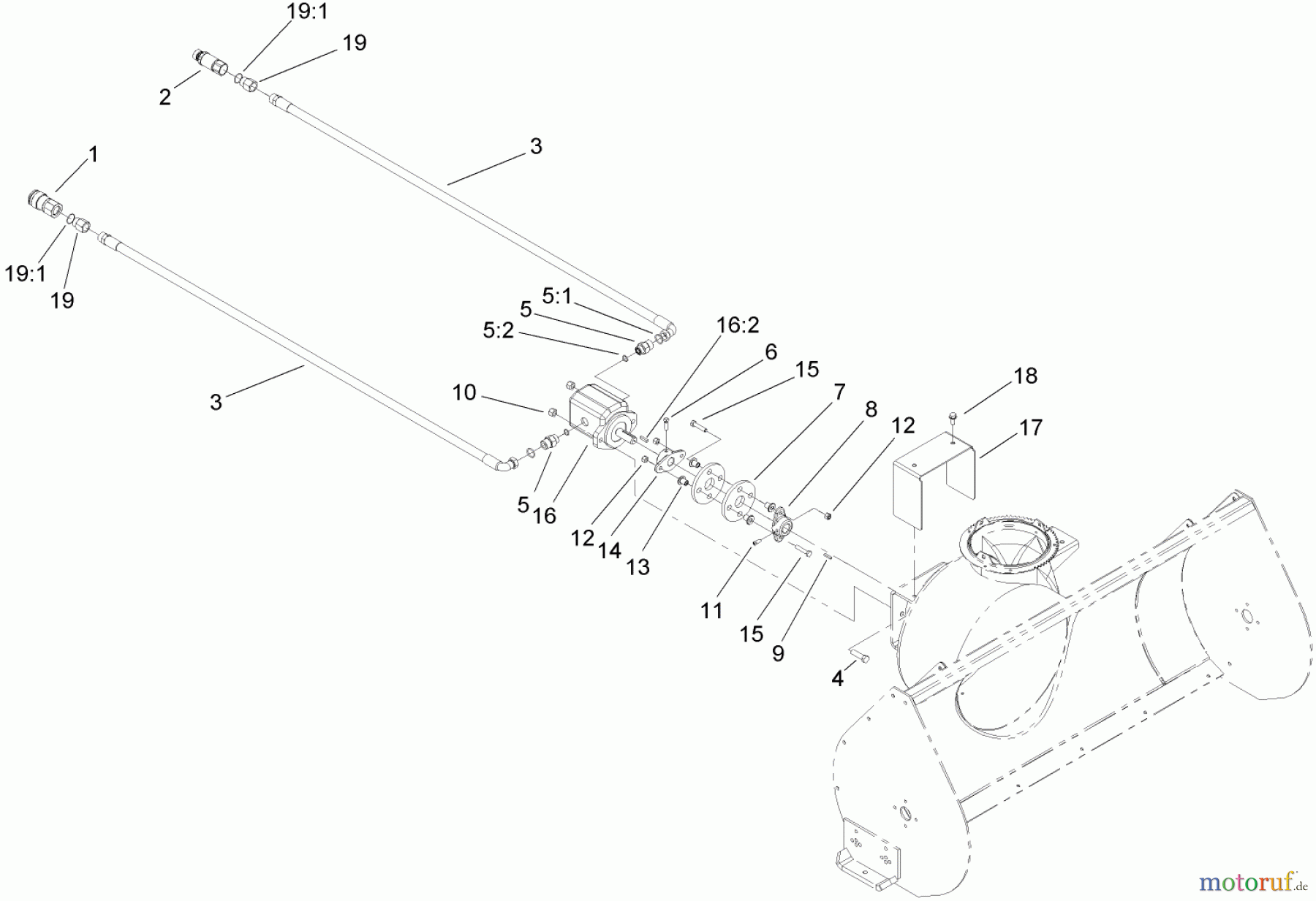  Compact Utility Attachments 22456 - Toro Snowthrower, Dingo Compact Utility Loader (SN: 290000001 - 290000200) (2009) HYDRAULIC HOSE AND PUMP ASSEMBLY