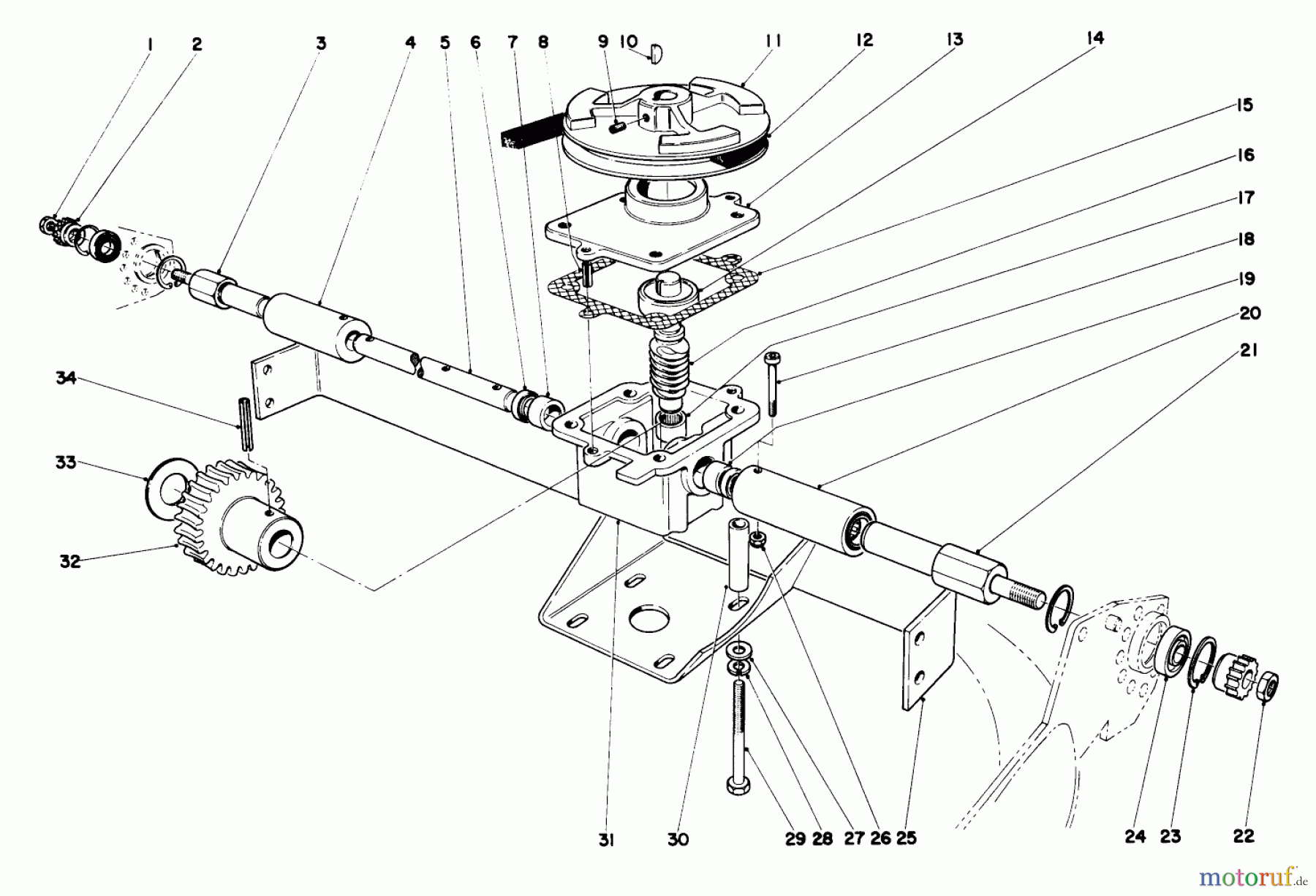  Rasenmäher 23000 - Toro Whirlwind Walk-Behind Mower (SN: 1000001 - 1999999) (1971) GEAR BOX ASSEMBLY