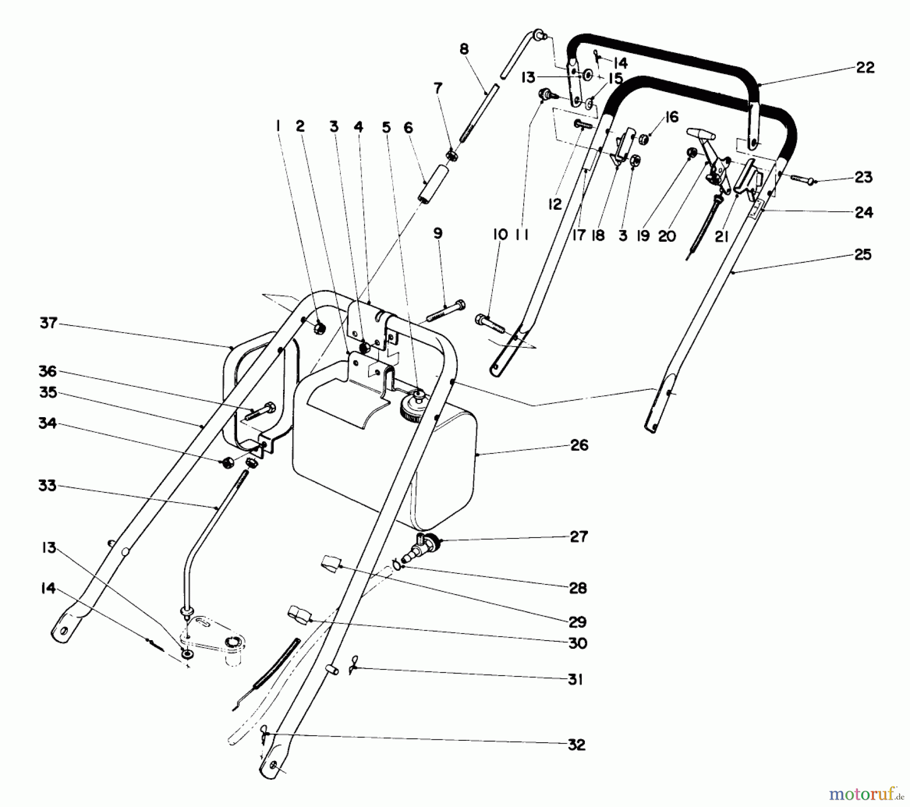  Rasenmäher 23000 - Toro Whirlwind Walk-Behind Mower (SN: 1000001 - 1999999) (1971) HANDLE ASSEMBLY S. P. MODEL