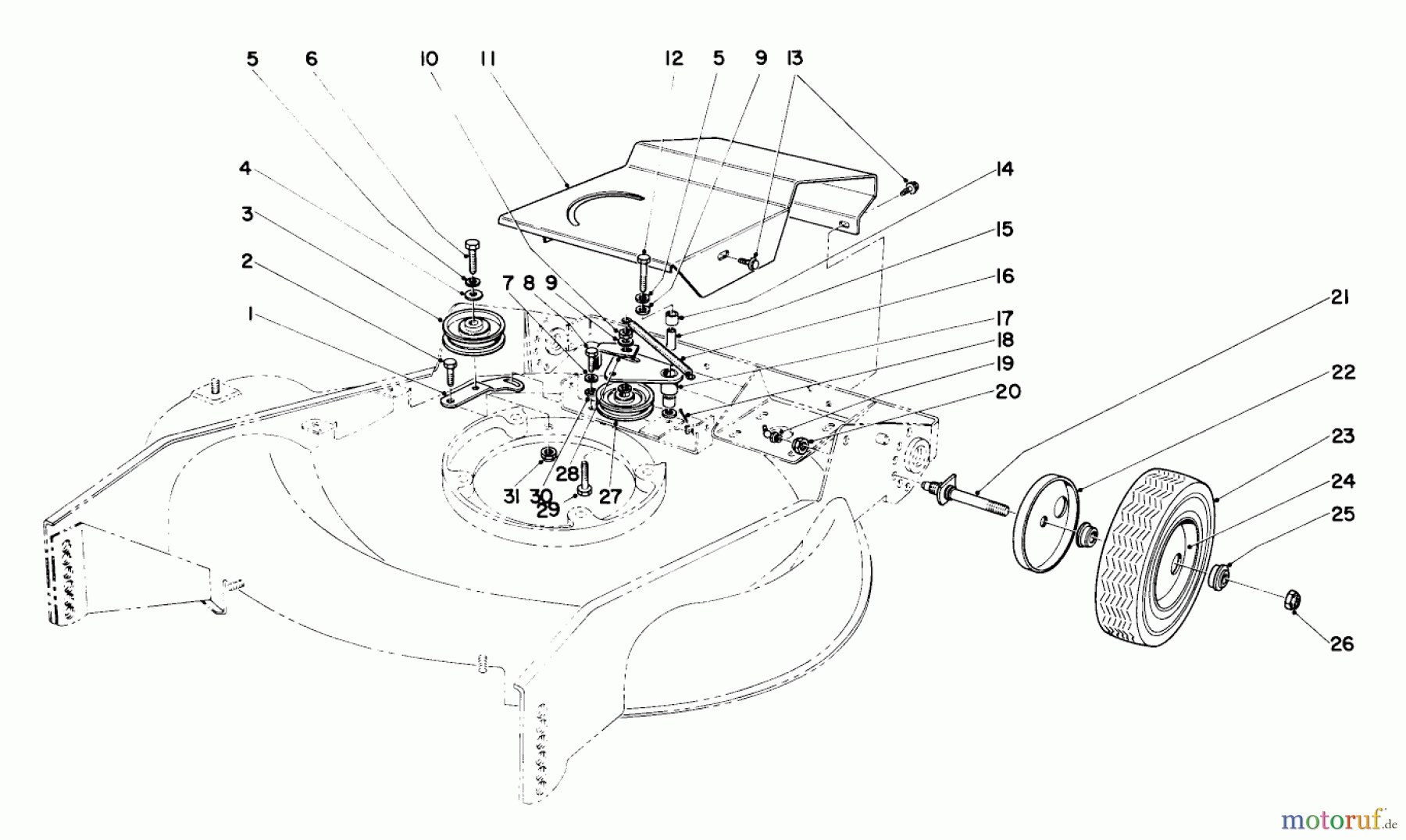  Rasenmäher 23100 - Toro Walk-Behind Mower (SN: 1000001 - 1999999) (1971) REAR AXLE & TIRE ASSEMBLY S. P. MODEL