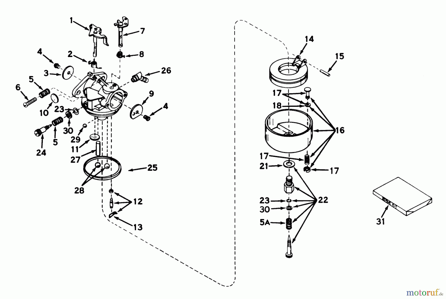  Rasenmäher 23144 - Toro Whirlwind Hevi-Duty Walk-Behind Mower (SN: 4000001 - 4999999) (1974) CARBURETOR NO. 631165