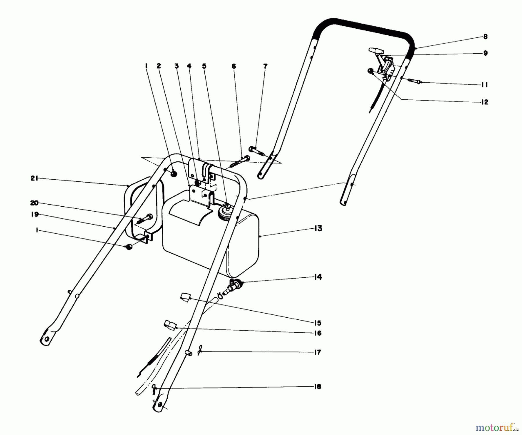  Rasenmäher 23144 - Toro Whirlwind Hevi-Duty Walk-Behind Mower (SN: 4000001 - 4999999) (1974) HANDLE ASSEMBLY H.P. MODEL 23004