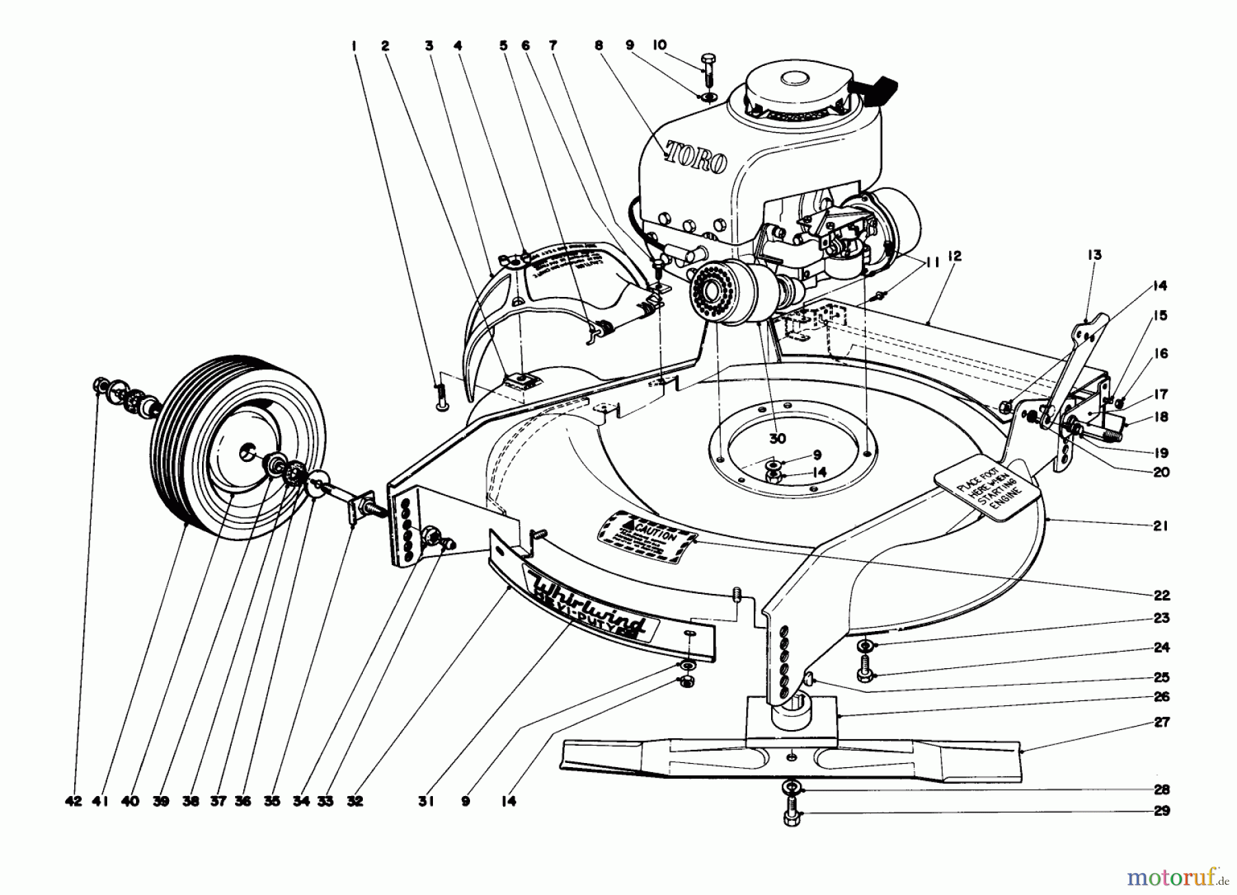  Rasenmäher 23144 - Toro Whirlwind Hevi-Duty Walk-Behind Mower (SN: 4000001 - 4999999) (1974) HOUSING ASSEMBLY H.P. MODEL 23004