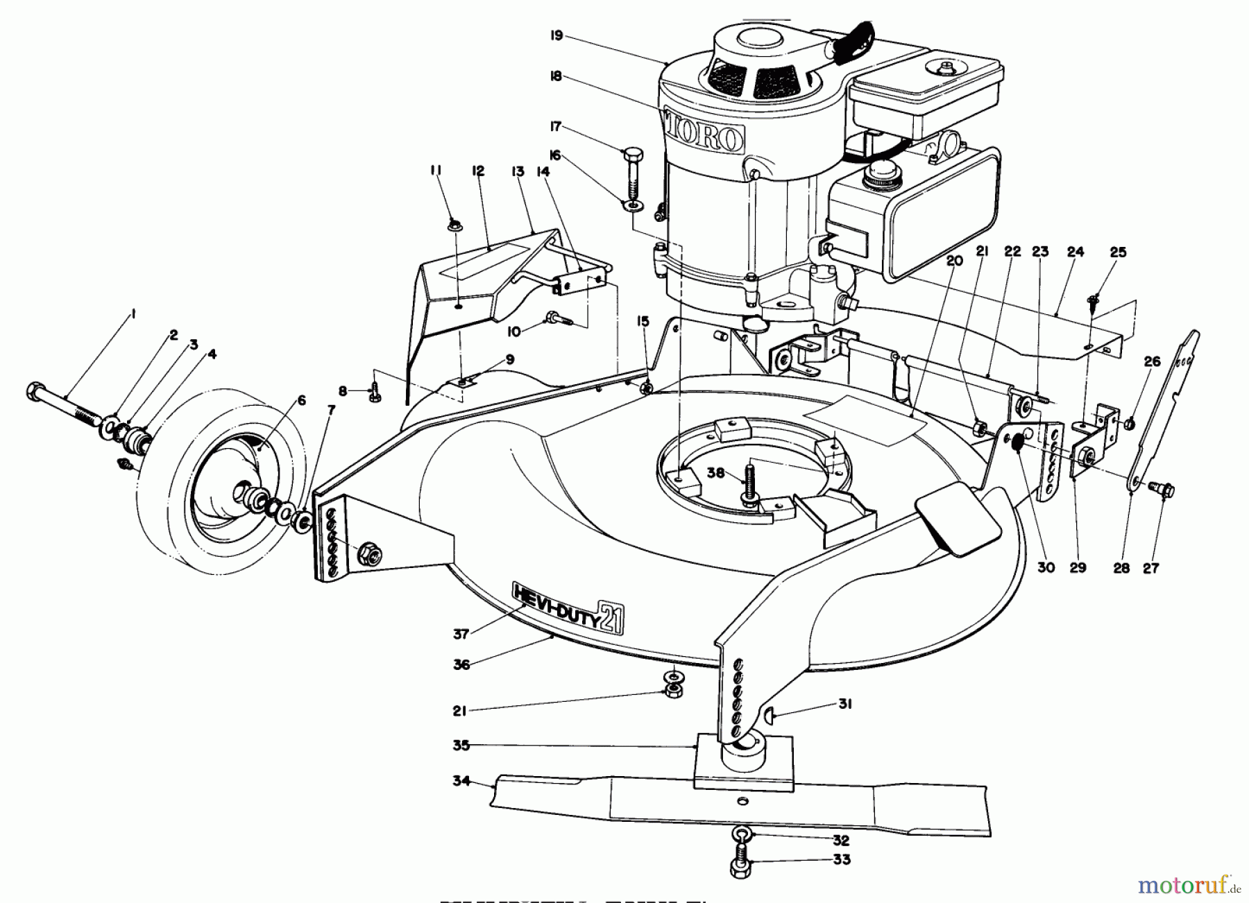  Rasenmäher 23022 - Toro Walk-Behind Mower (SN: 7000001 - 7999999) (1977) HOUSING ASSEMBLY