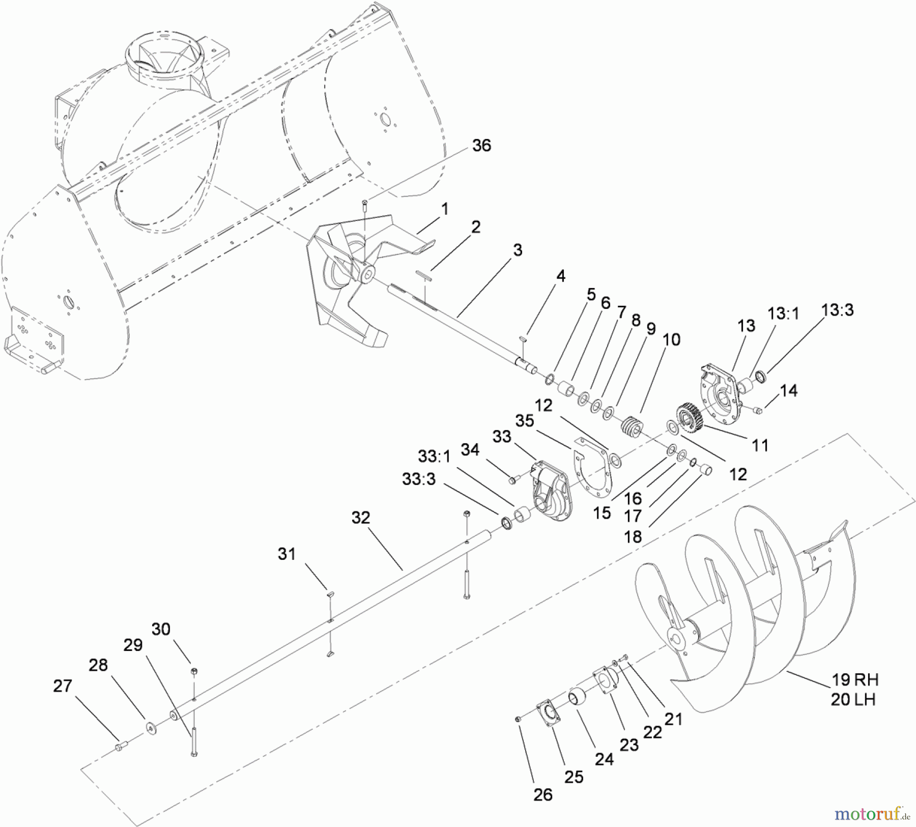  Compact Utility Attachments 22456 - Toro Snowthrower, Dingo Compact Utility Loader (SN: 314000001 - 314999999) (2014) AUGER AND GEARCASE ASSEMBLY