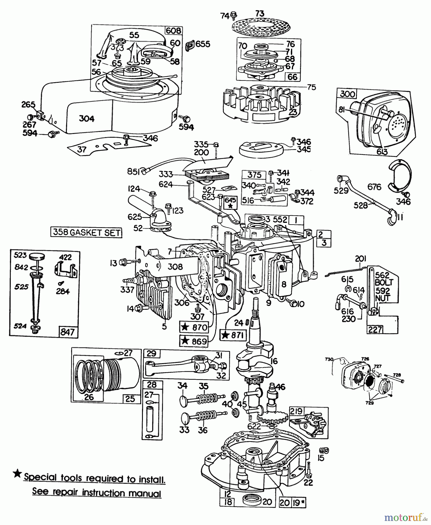  Rasenmäher 23158 - Toro Walk-Behind Mower (SN: 0000001 - 0999999) (1980) ENGINE BRIGGS & STRATTON MODEL 130902-0543-01 #1