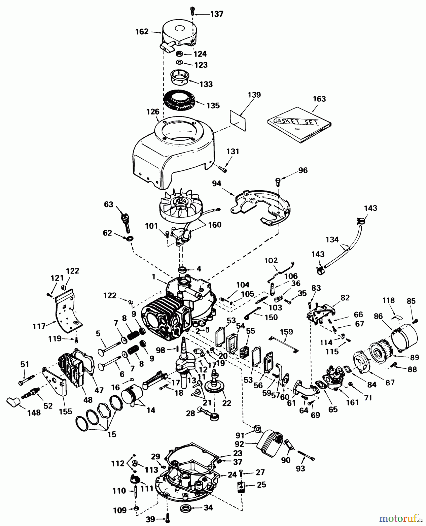  Rasenmäher 23267 - Toro Walk-Behind Mower (SN: 1000001 - 1999999) (1981) ENGINE TECUMSEH MODEL NO. V60-70287J