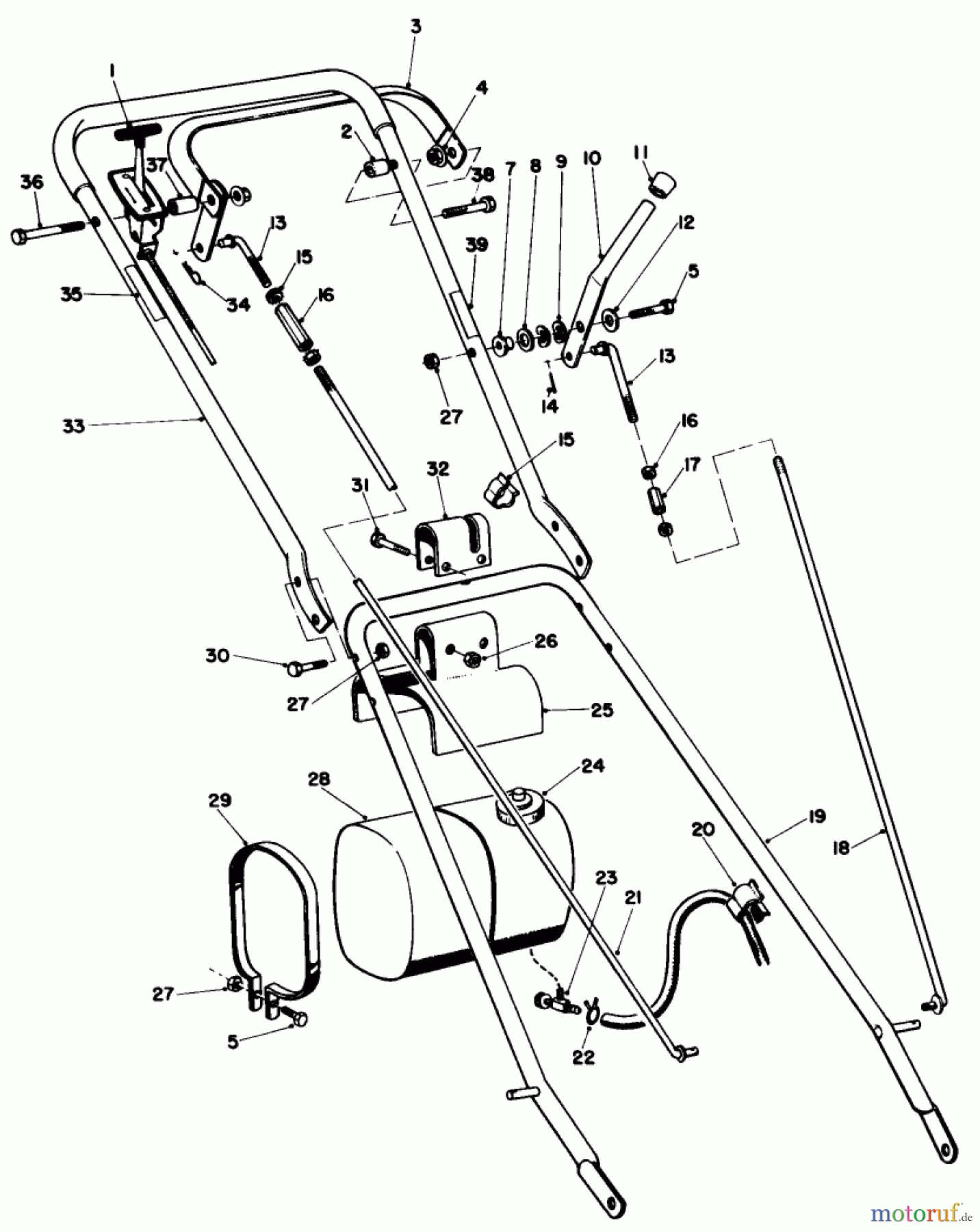  Rasenmäher 23267 - Toro Walk-Behind Mower (SN: 1000001 - 1999999) (1981) HANDLE ASSEMBLY