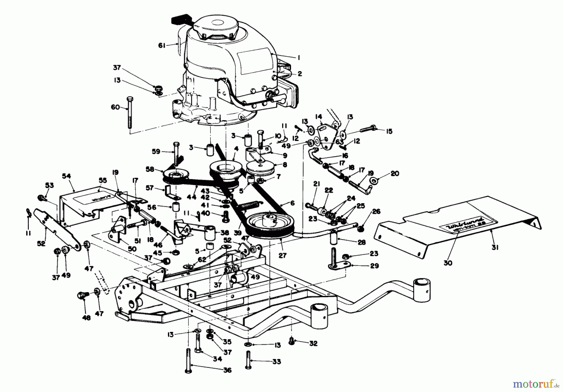  Rasenmäher 23267 - Toro Walk-Behind Mower (SN: 8000001 - 8999999) (1978) ENGINE AND FRAME ASSEMBLY