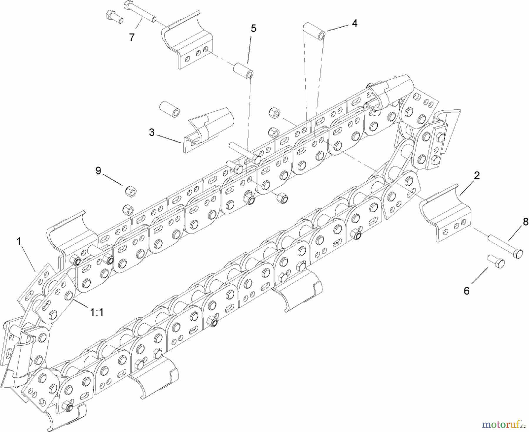  Compact Utility Attachments 22465 - Toro Trencher, Dingo TX 413 Compact Utility Loaders (SN: 270000001 - 270999999) (2007) TRENCHER CHAIN ASSEMBLY NO. 106-7626