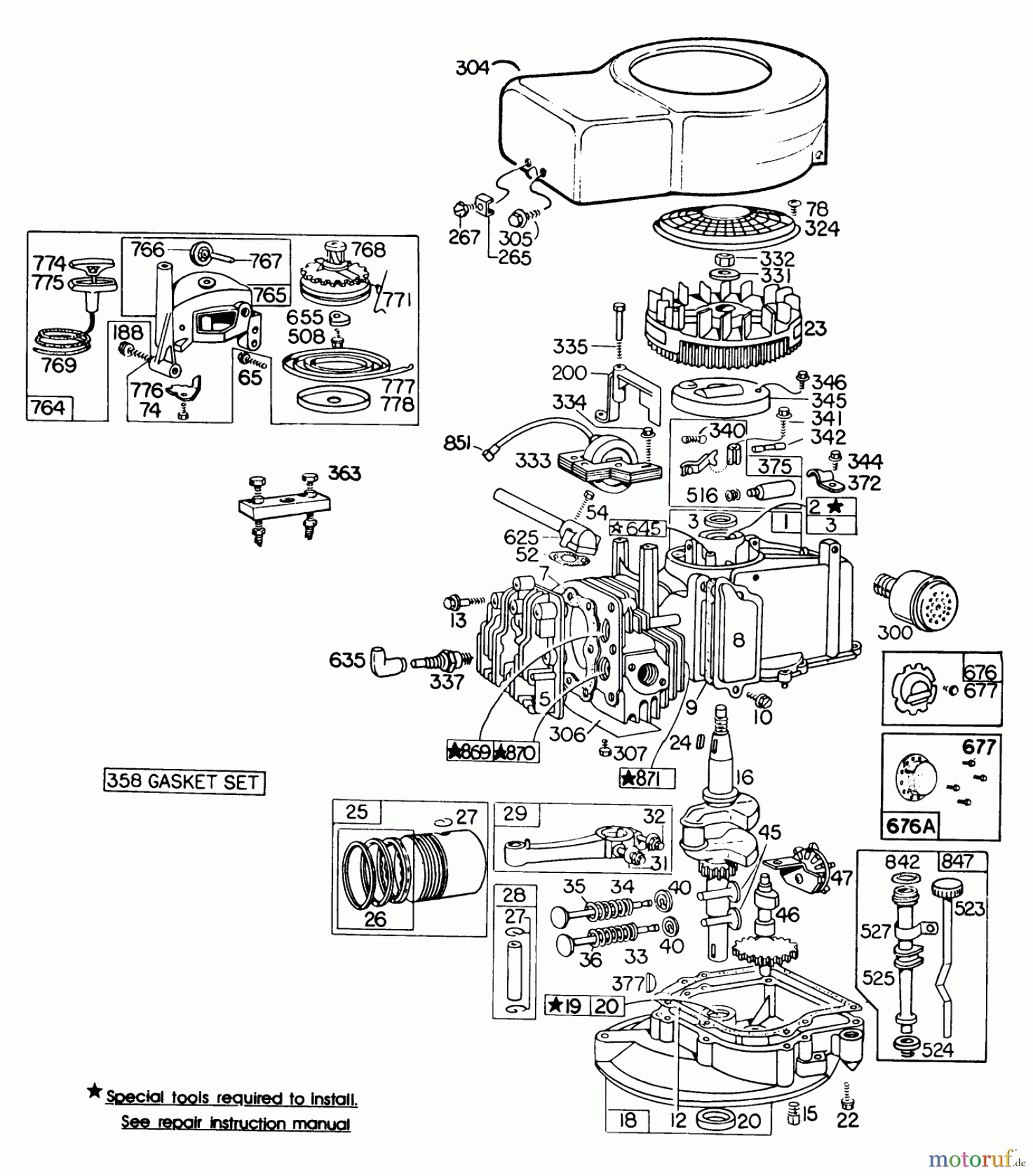  Rasenmäher 23450 - Toro Walk-Behind Mower (SN: 0000001 - 0999999) (1980) ENGINE BRIGGS & STRATTON MODEL 110908-0492-01 #2