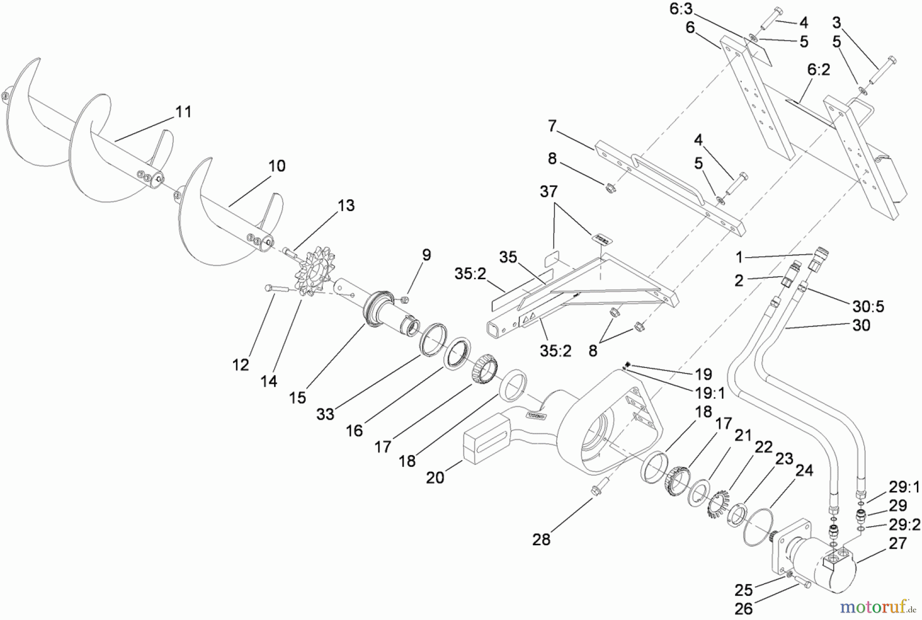  Compact Utility Attachments 22473 - Toro High-Torque Trencher Head, Dingo Compact Utility Loaders (SN: 310000001 - 310999999) (2010) HIGH-TORQUE TRENCHER HEAD ASSEMBLY