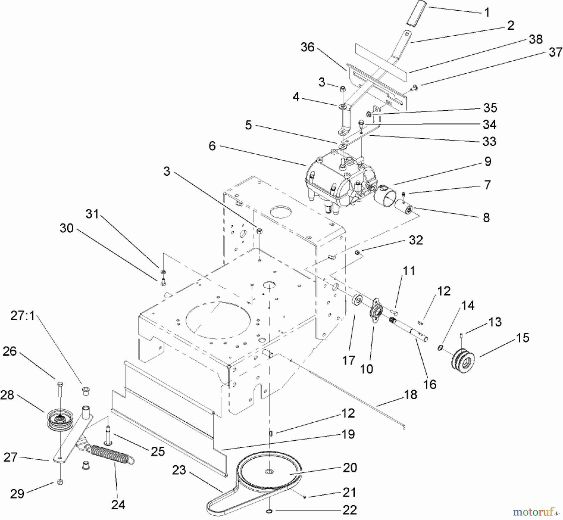  Rasenmäher für Großflächen 30317 - Toro Mid-Size ProLine Mower, T-Bar, Gear Drive, 15 HP, 36