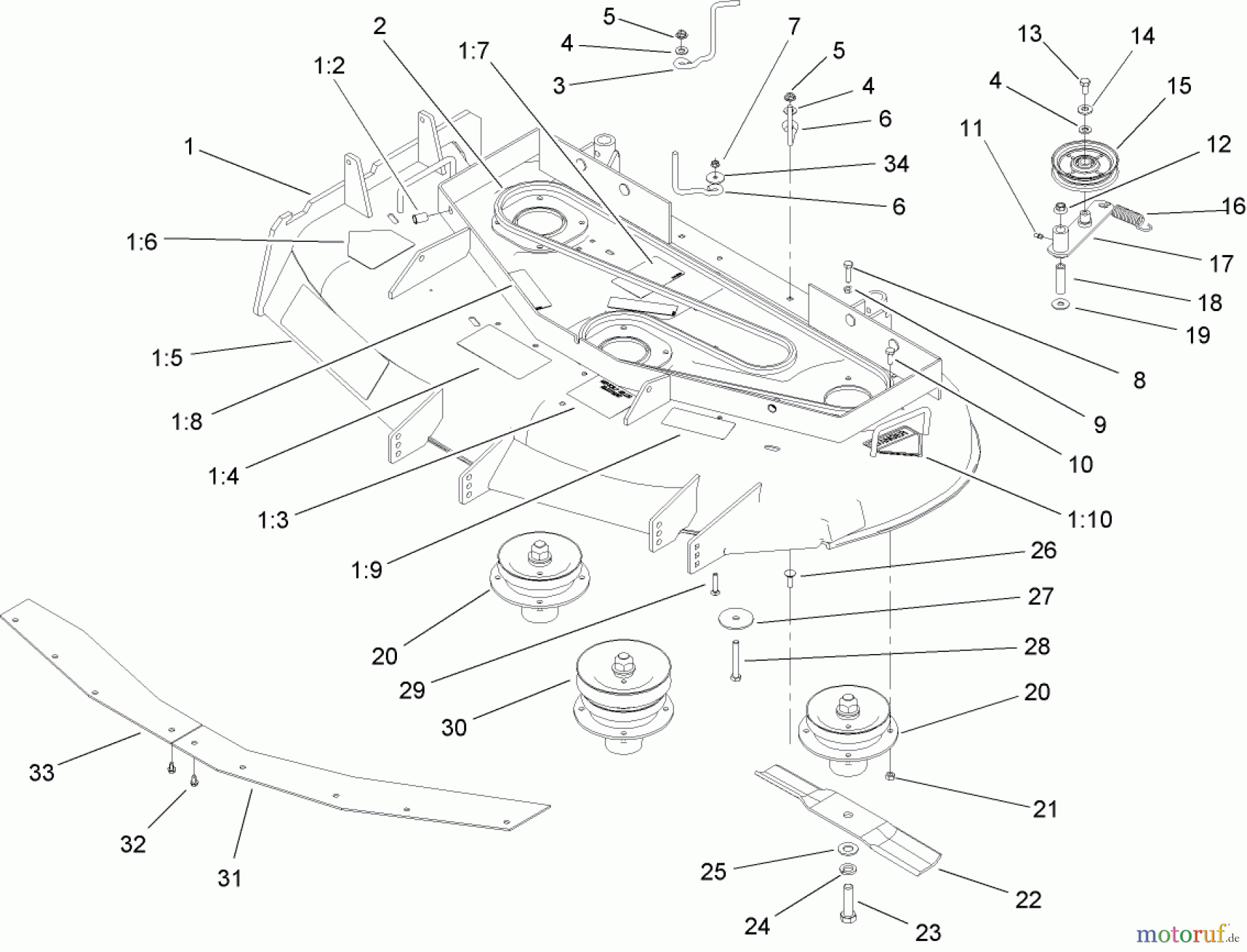  Rasenmäher für Großflächen 30318 - Toro Mid-Size ProLine Mower, T-Bar, Gear Drive, 15 HP, 44