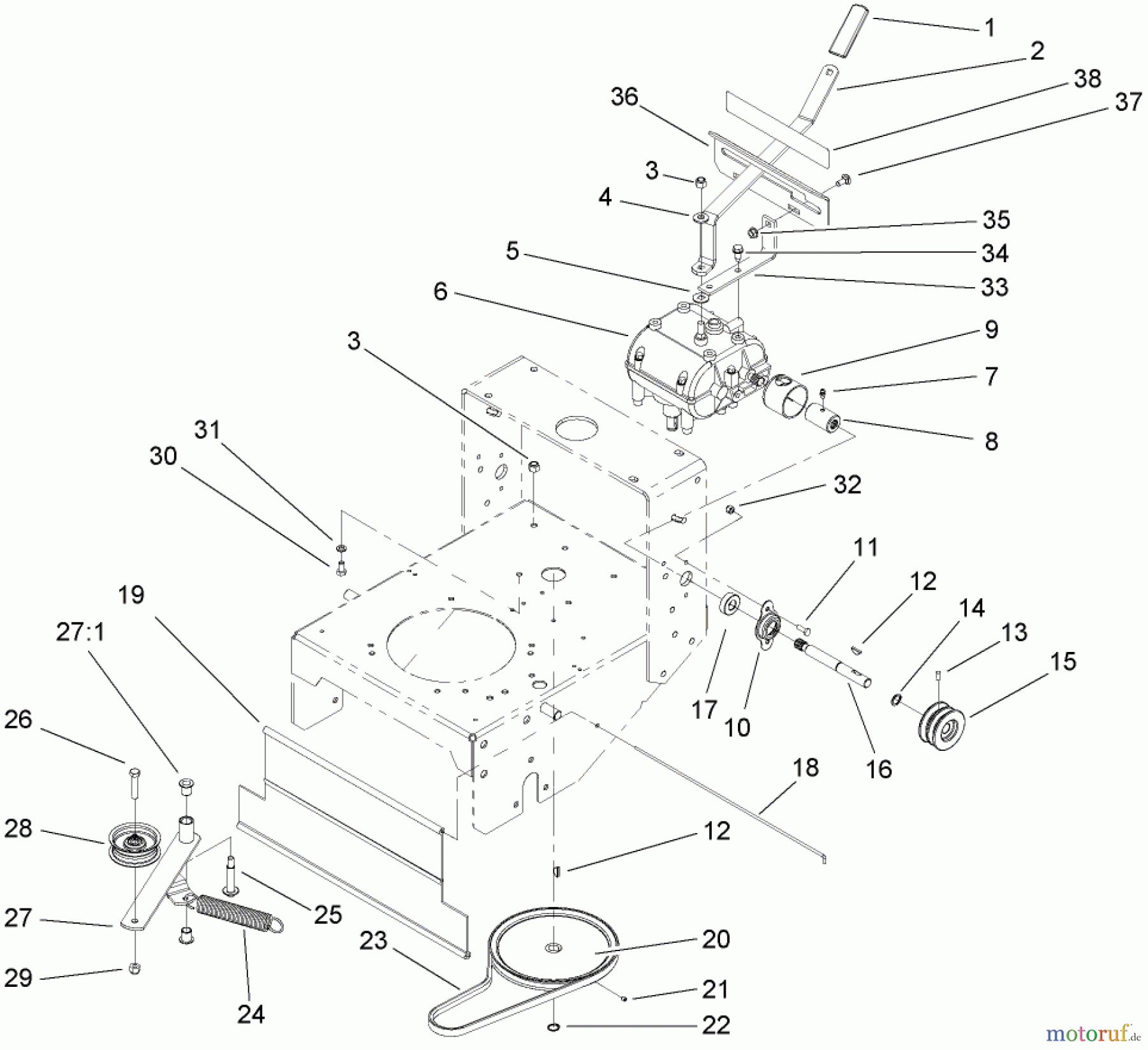  Rasenmäher für Großflächen 30318 - Toro Mid-Size ProLine Mower, T-Bar, Gear Drive, 15 HP, 44