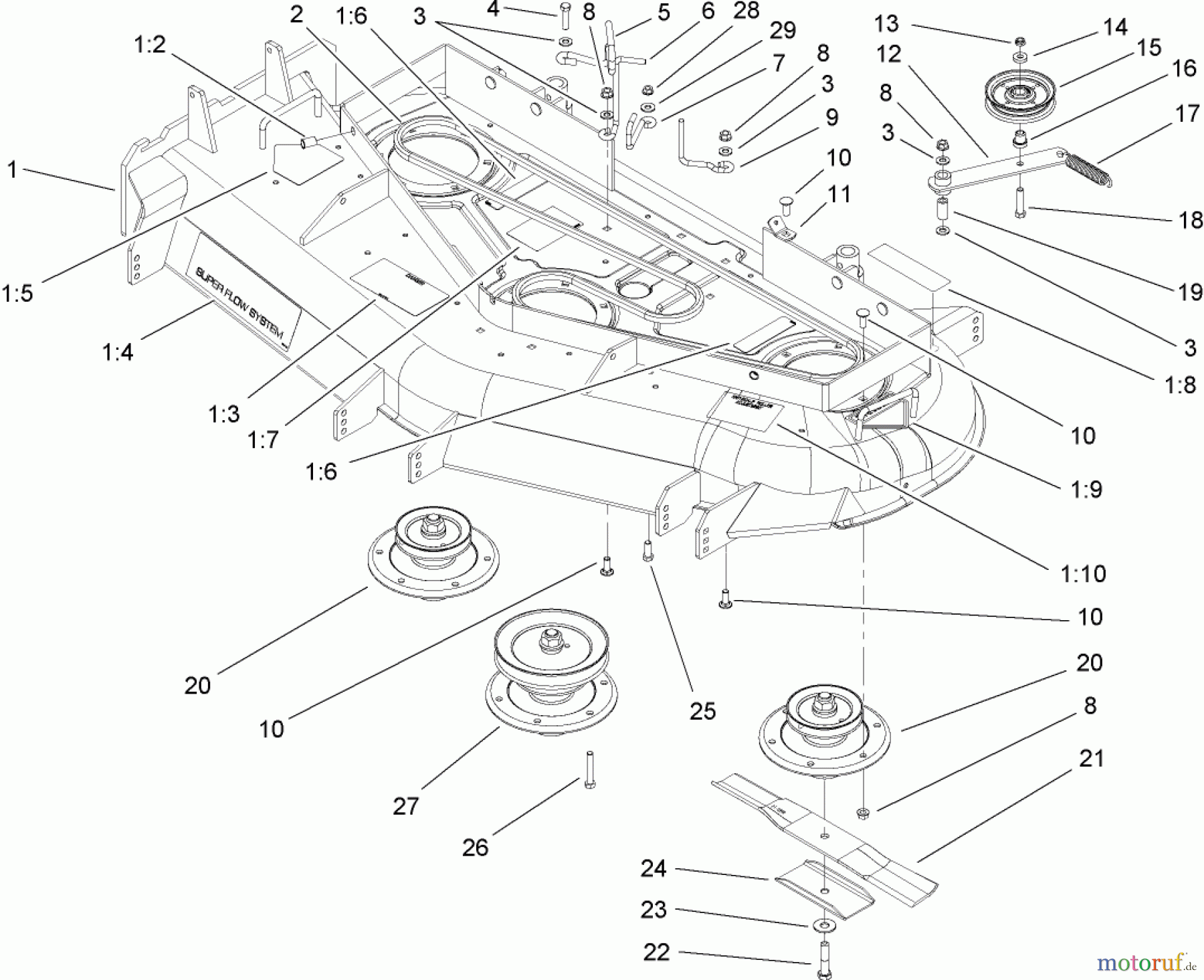  Rasenmäher für Großflächen 30319 - Toro Mid-Size ProLine Mower, T-Bar, Gear Drive, 15 HP, 52