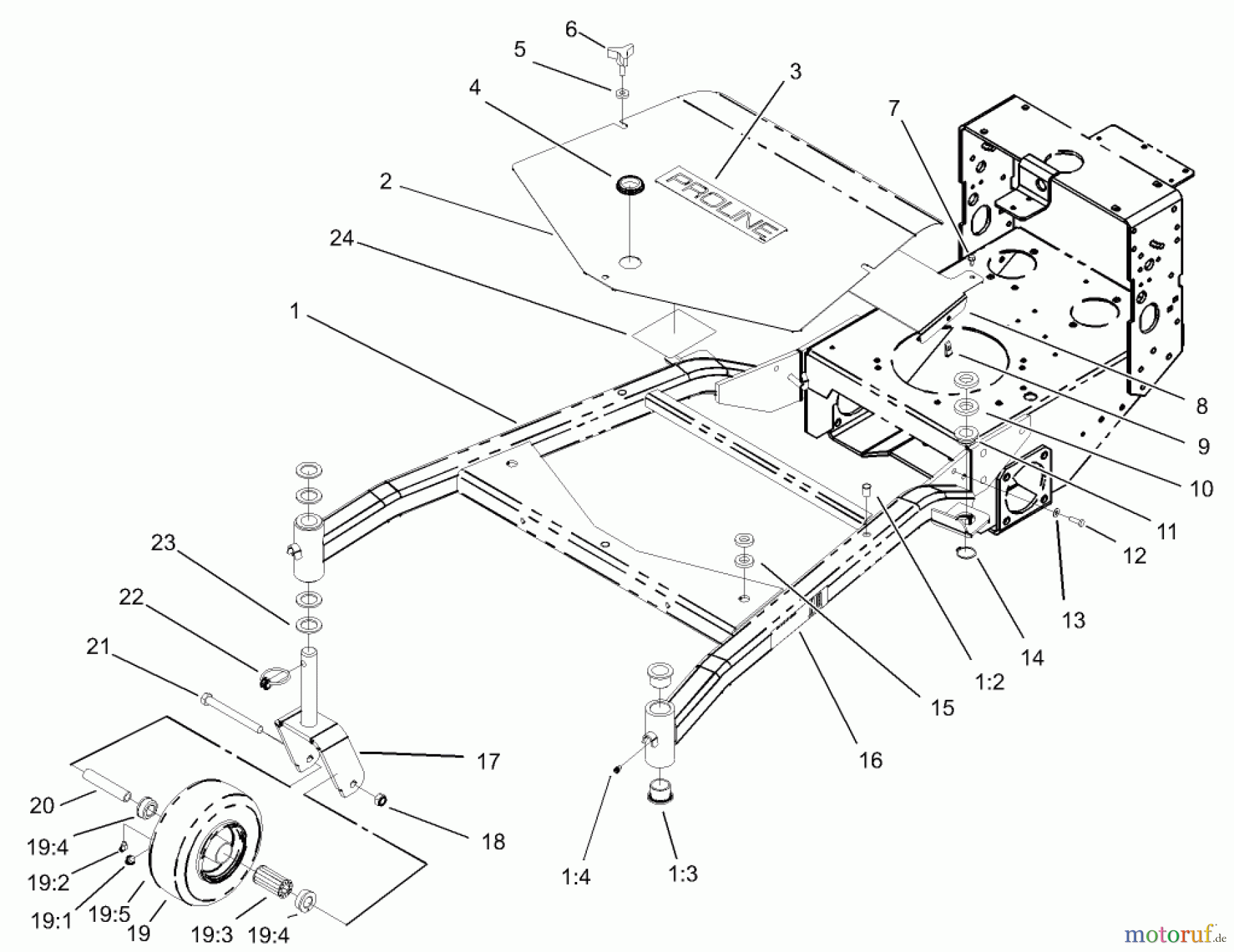  Rasenmäher für Großflächen 30320 - Toro Mid-Size ProLine Mower, T-Bar, Gear Drive, 15 hp, 44