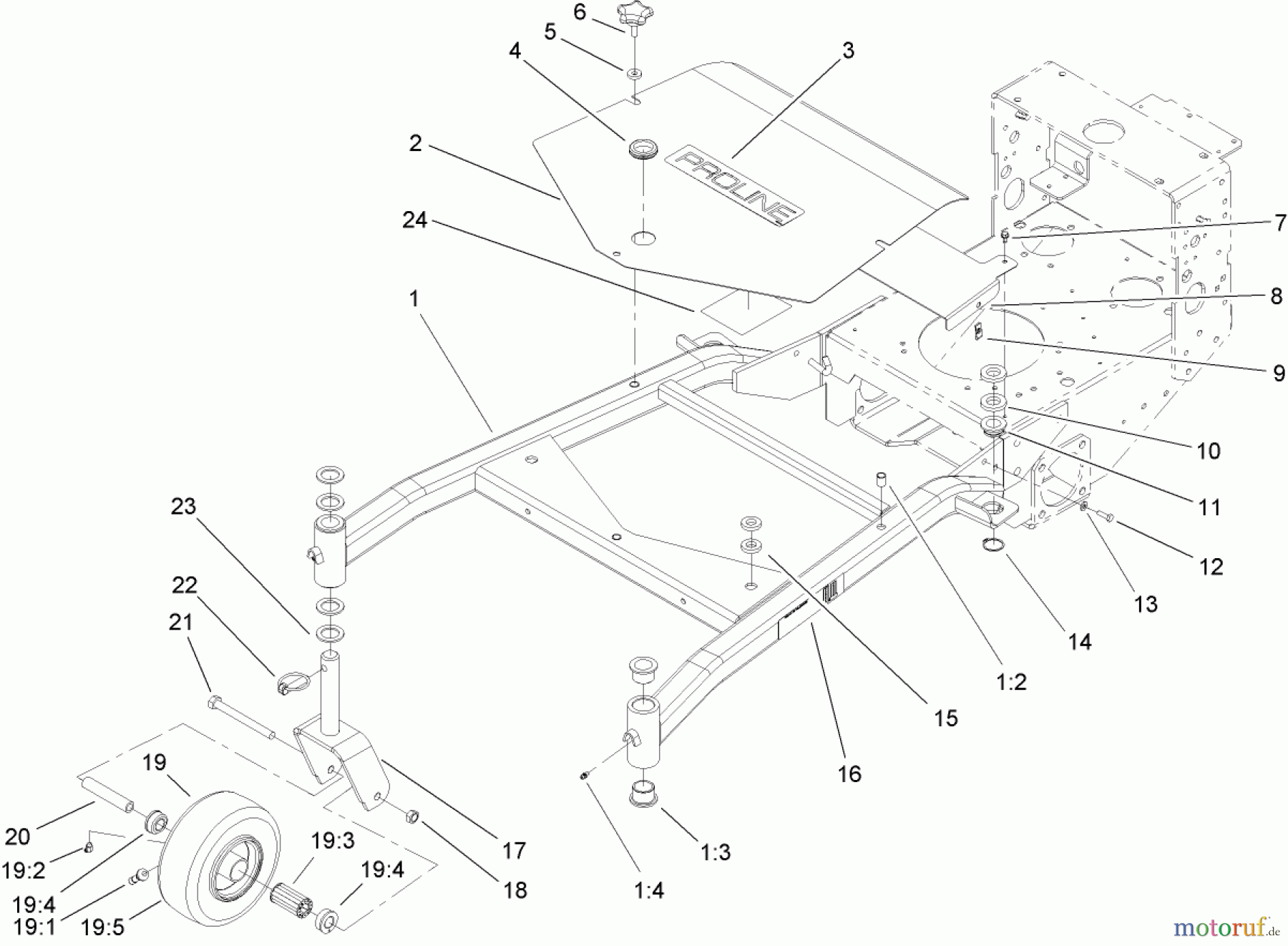  Rasenmäher für Großflächen 30327 - Toro Mid-Size ProLine Mower, T-Bar, Gear Drive, 17 HP, 44