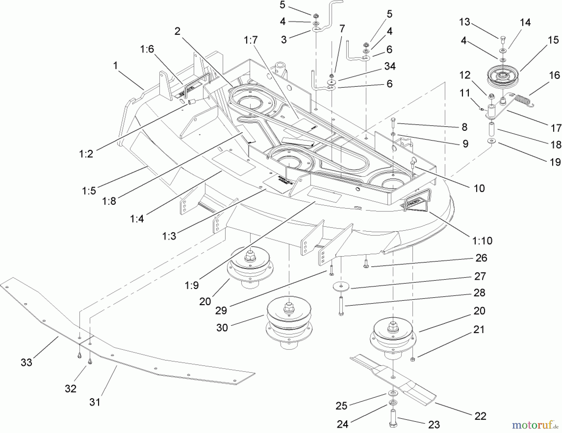  Rasenmäher für Großflächen 30327 - Toro Mid-Size ProLine Mower, T-Bar, Gear Drive, 17 HP, 44