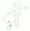 Rasenmäher für Großflächen 30436 - Toro Mid-Size ProLine Mower, Pistol Grip, Hydro Drive, 17 hp, 52" Side Discharge Deck (SN: 230000001 - 230999999) (2003) Listas de piezas de repuesto y dibujos DRIVE BELT AND TENSIONER ASSEMBLY