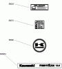 Rasenmäher für Großflächen 30519 - Toro Mid-Size ProLine Mower, Pistol Grip, Gear Drive, 13 HP, 36" Side Discharge Deck (SN: 240000001 - 240999999) (2004) Listas de piezas de repuesto y dibujos DECAL ASSEMBLY KAWASAKI FH381V-AS25