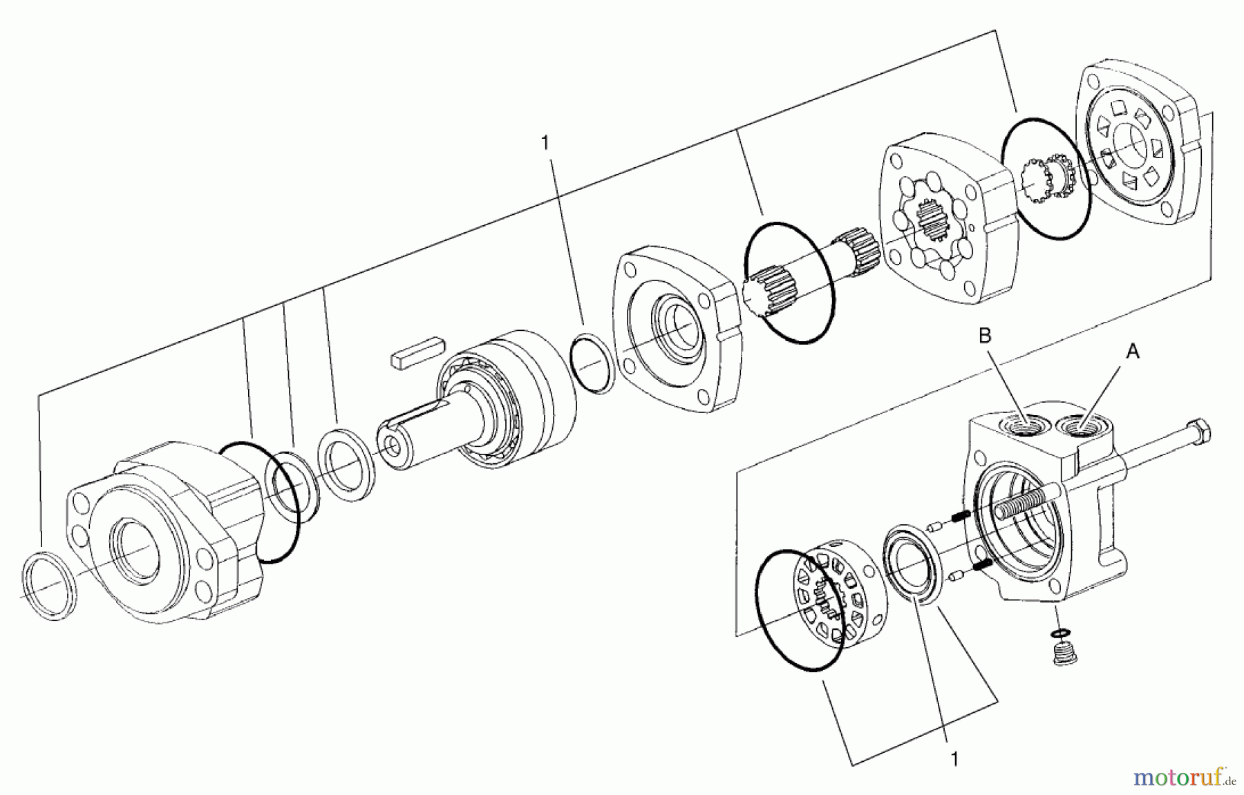  Compact Utility Attachments 22801 - Toro Universal Swivel Auger Head, Dingo and Dingo TX (SN: 200000001 - 200999999) (2000) HYDRAULIC MOTOR ASSEMBLY NO. 100-4657