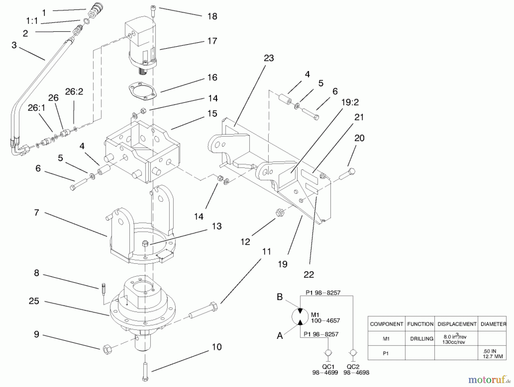  Compact Utility Attachments 22801 - Toro Universal Swivel Auger Head, Dingo and Dingo TX (SN: 990001 - 999999) (1999) AUGER HEAD ASSEMBLY