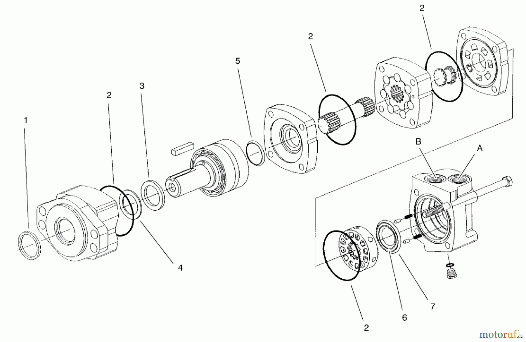  Compact Utility Attachments 22801 - Toro Universal Swivel Auger Head, Dingo and Dingo TX (SN: 990001 - 999999) (1999) HYDRAULIC MOTOR ASSEMBLY