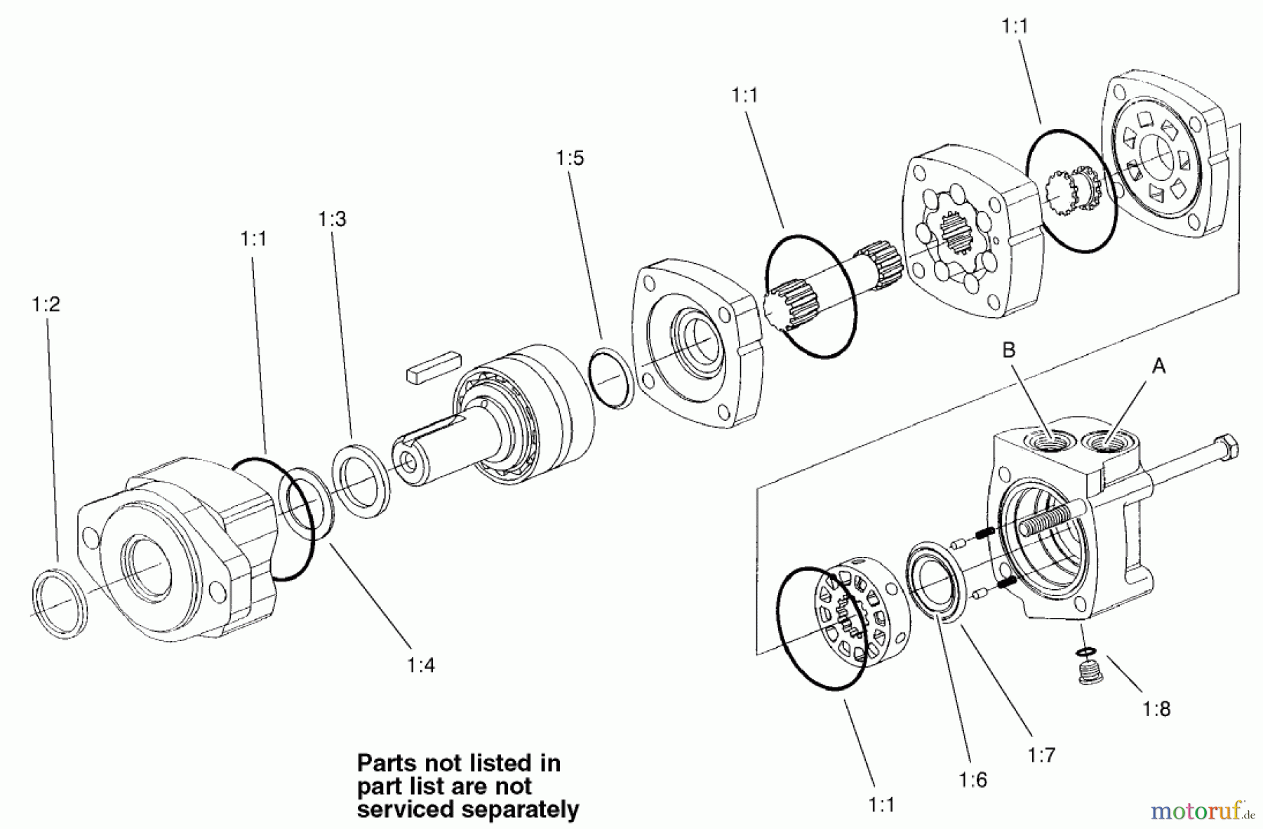  Compact Utility Attachments 22803 - Toro Universal Swivel Auger Head, Dingo Compact Utility Loaders (SN: 250000001 - 250999999) (2005) HYDRAULIC MOTOR ASSEMBLY NO. 98-8256 AND 100-4657