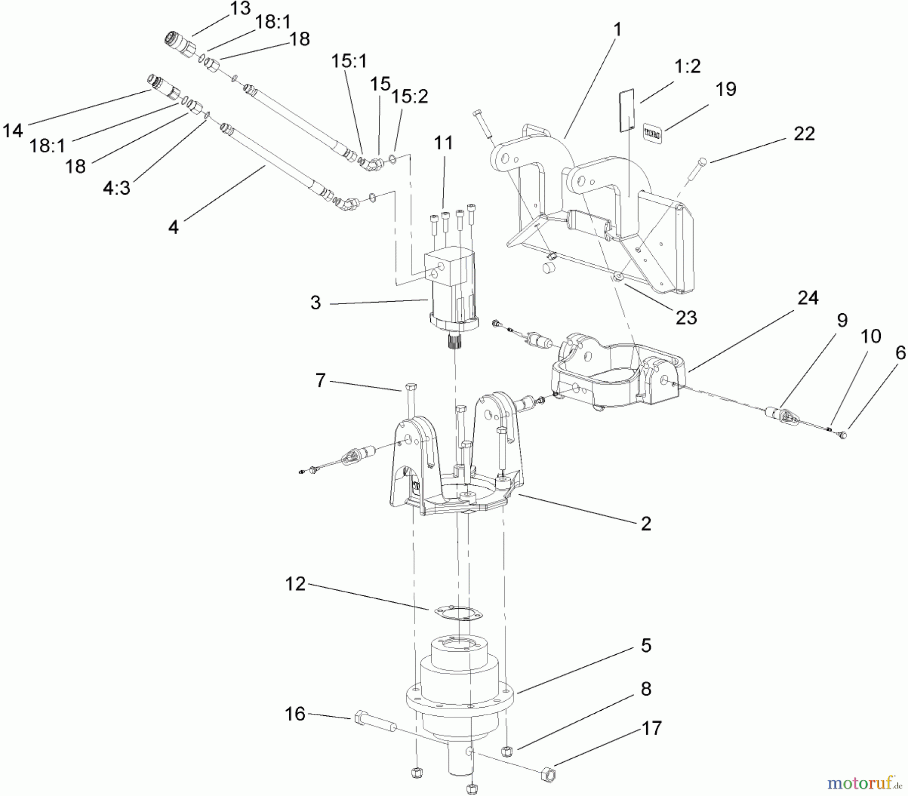  Compact Utility Attachments 22803 - Toro Universal Swivel Auger Head, Dingo Compact Utility Loaders (SN: 260000001 - 260999999) (2006) UNIVERSAL AUGER HEAD ASSEMBLY