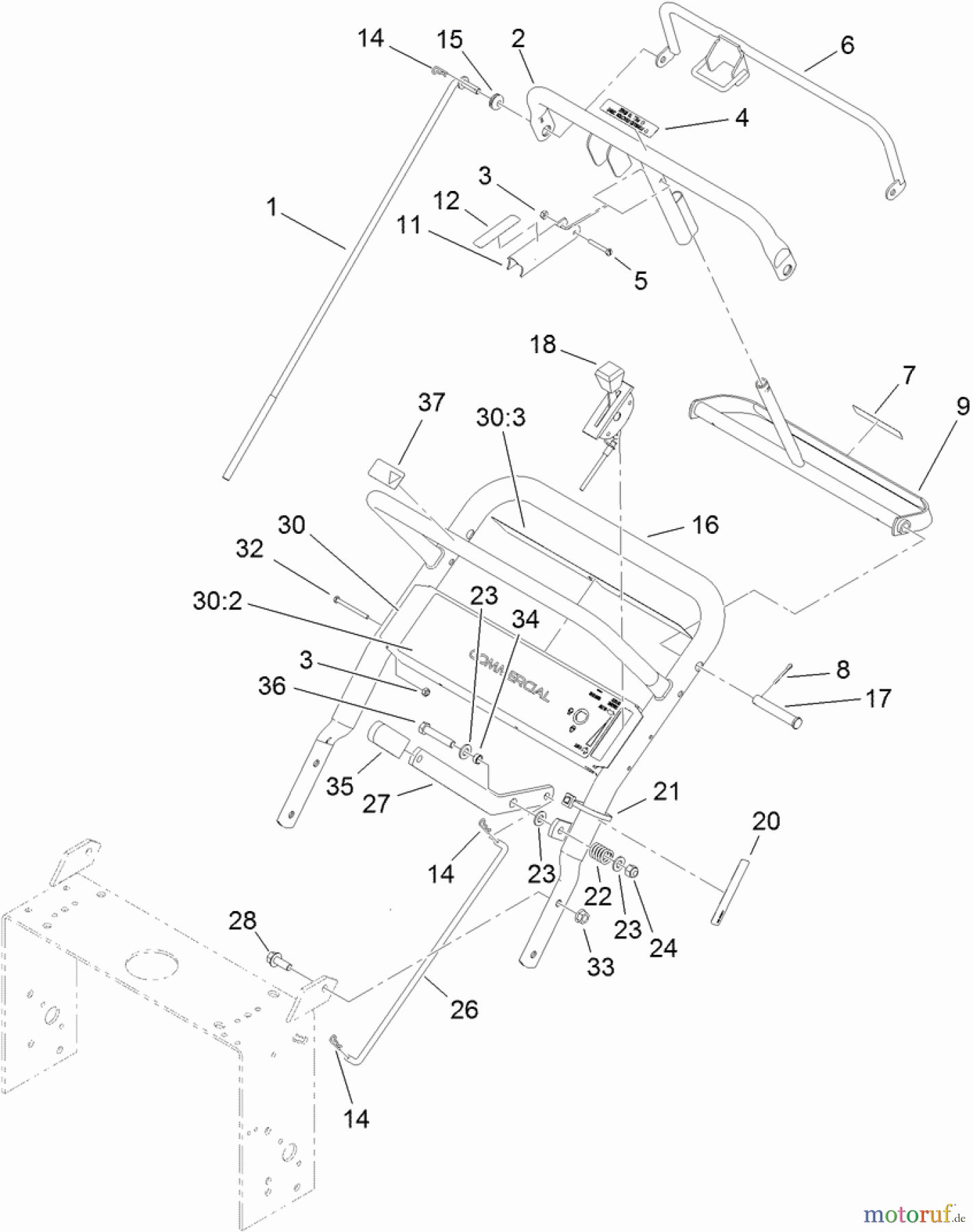  Rasenmäher für Großflächen 30672 - Toro Commercial Walk-Behind Mower, Fixed Deck, T-Bar, Gear Drive, 32