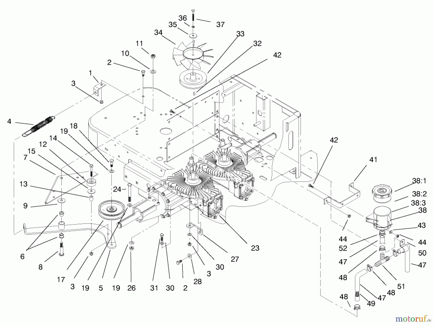  Zerto-Turn Mäher 74105 (Z118) - Toro Z Master Riding Mower (SN: 79000001 - 79999999) (1997) TRANSMISSION & DRIVE SYSTEM