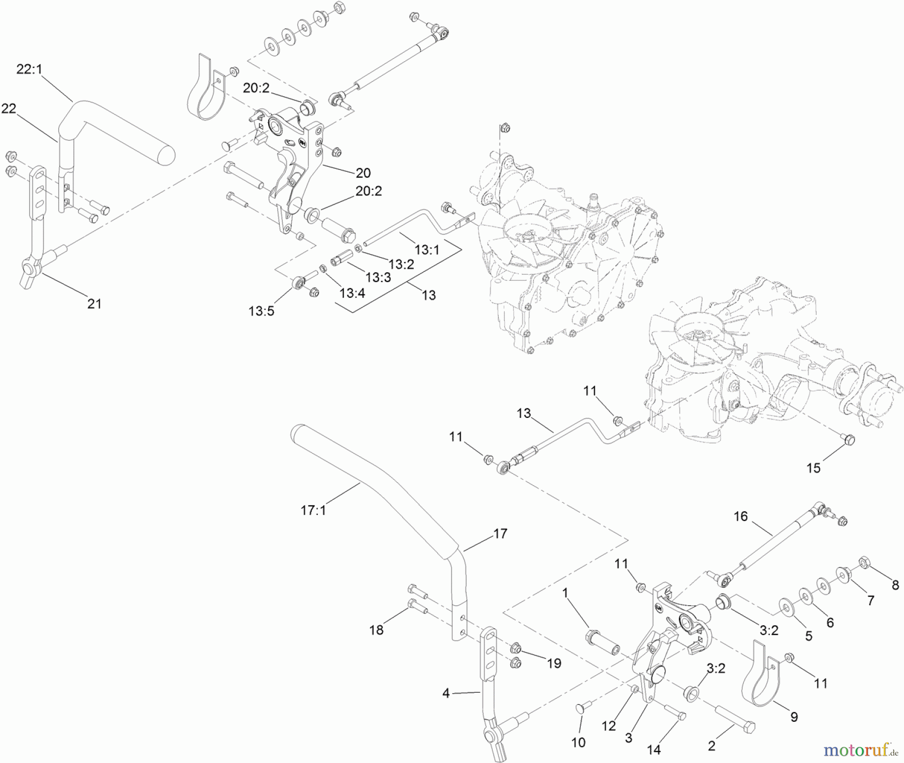  Zerto-Turn Mäher 74142TE - Toro Z Master Commercial 2000 Series Riding Mower, with 48 TURBO FORCE Side Discharge Mower (SN: 314000001 - 314999999) (2014) MOTION CONTROL ASSEMBLY