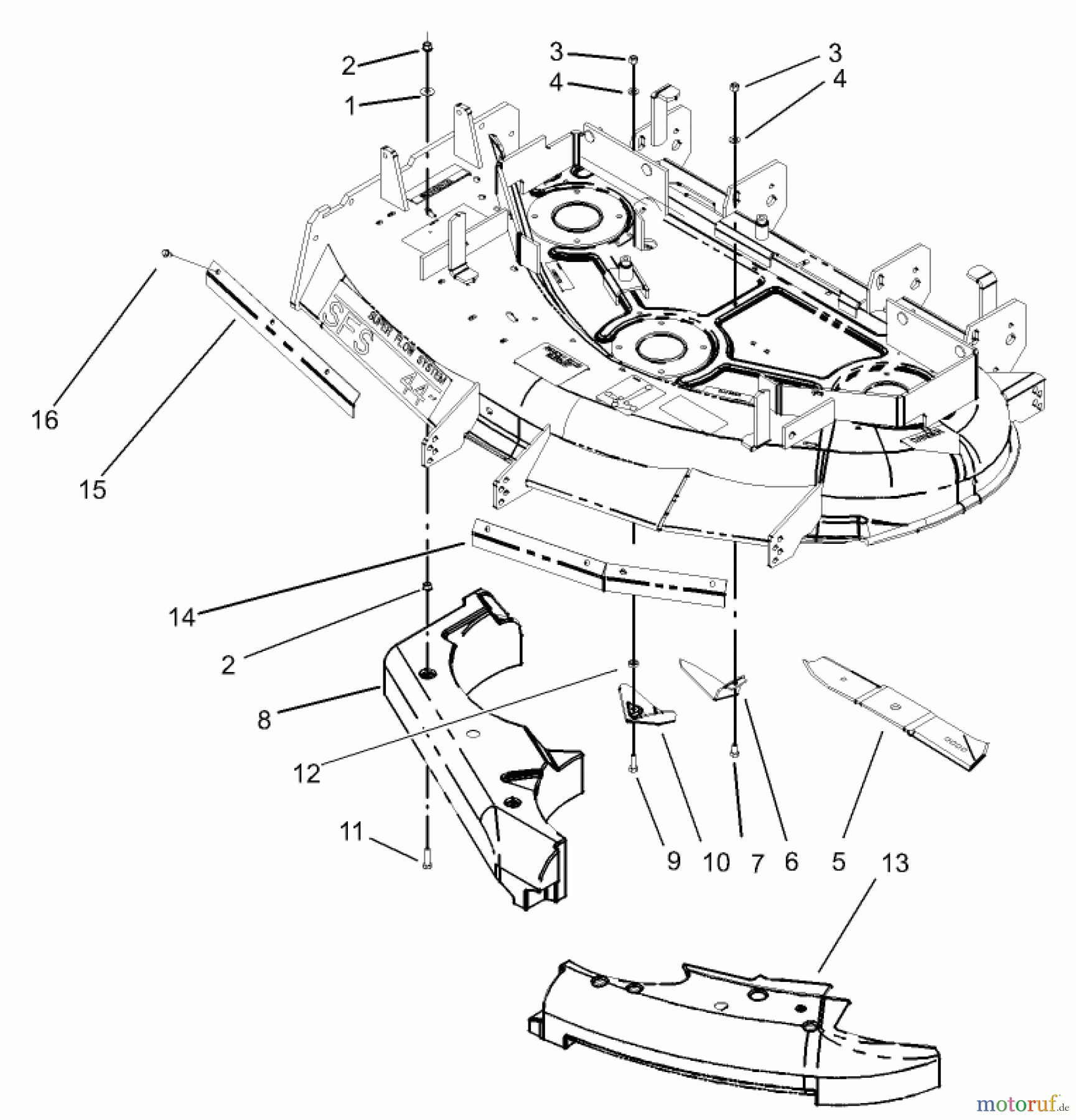  Zerto-Turn Mäher 74161TE (Z147) - Toro Z Master Mower, 112cm SFS Side Discharge Deck (SN: 240000001 - 240001000) (2004) DECK RECYCLER ASSEMBLY