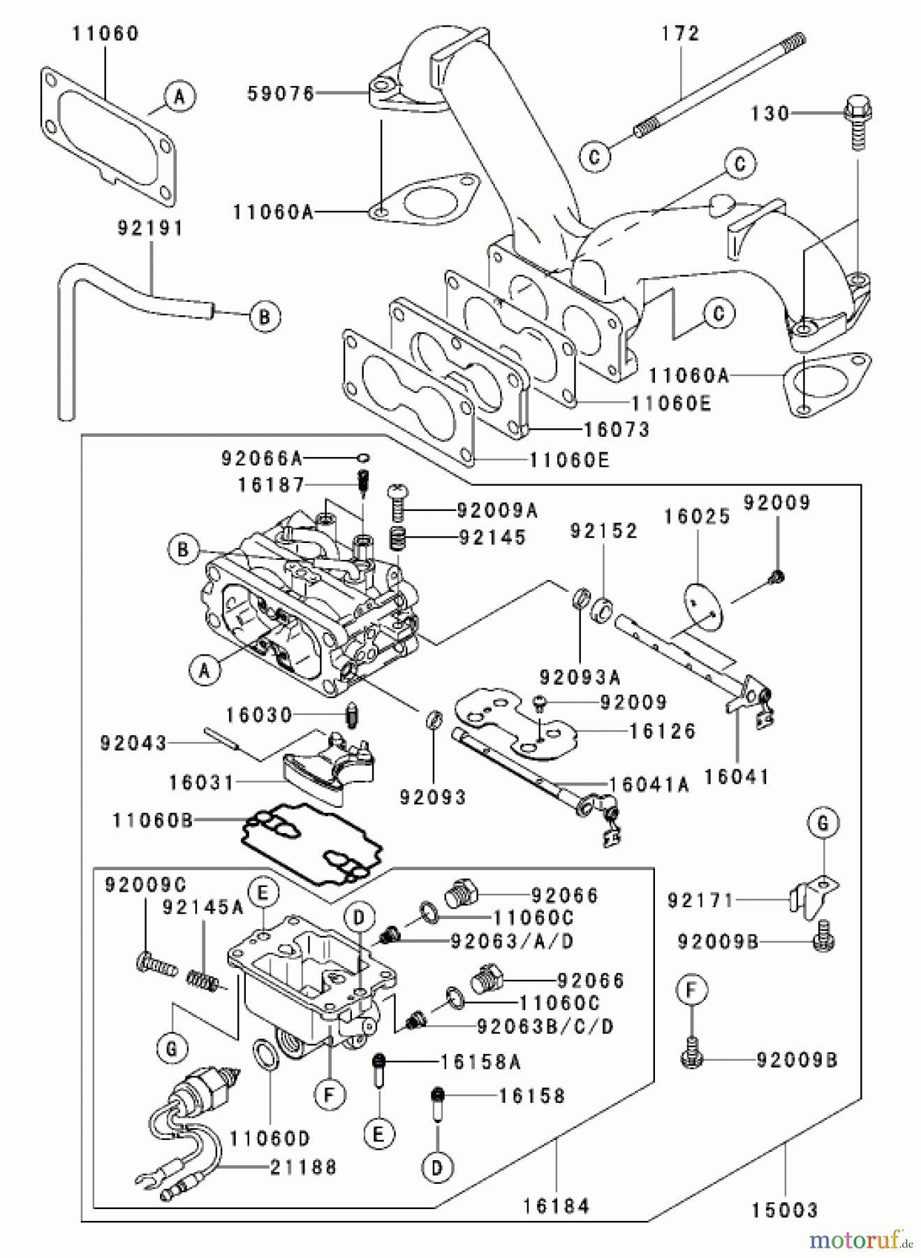  Zerto-Turn Mäher 74167TE (Z153) - Toro Z Master Mower, 132cm SFS Side Discharge Deck (SN: 240000001 - 240999999) (2004) CARBURETOR ASSEMBLY KAWASAKI FH680V-AS21