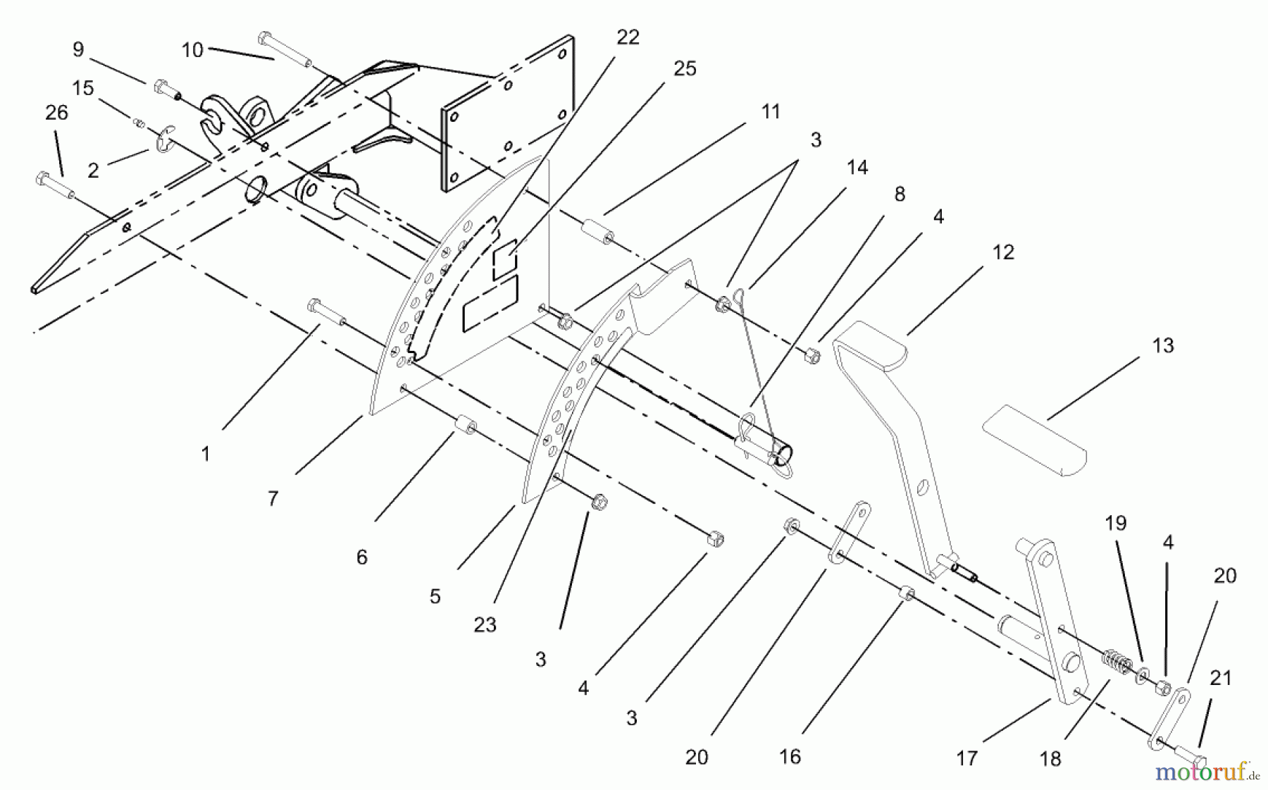  Zerto-Turn Mäher 74167TE (Z153) - Toro Z Master Mower, 132cm SFS Side Discharge Deck (SN: 240000001 - 240999999) (2004) HEIGHT-OF-CUT ASSEMBLY