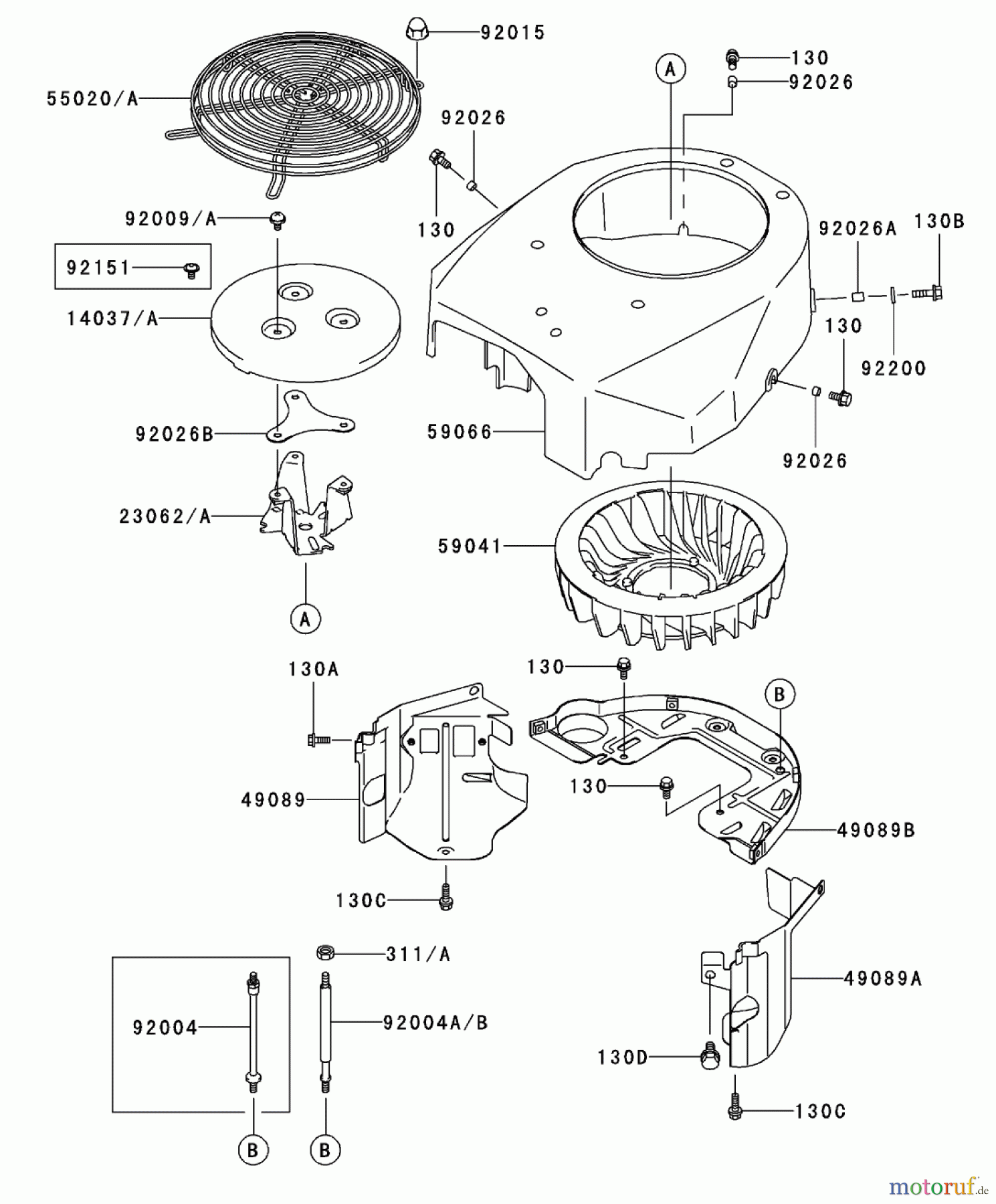  Zerto-Turn Mäher 74176TE (Z147) - Toro Z Master Mower, 112cm SFS Side Discharge Deck (SN: 230000001 - 230006000) (2003) COOLING EQUIPMENT ASSEMBLY KAWASAKI FH500V-ES10